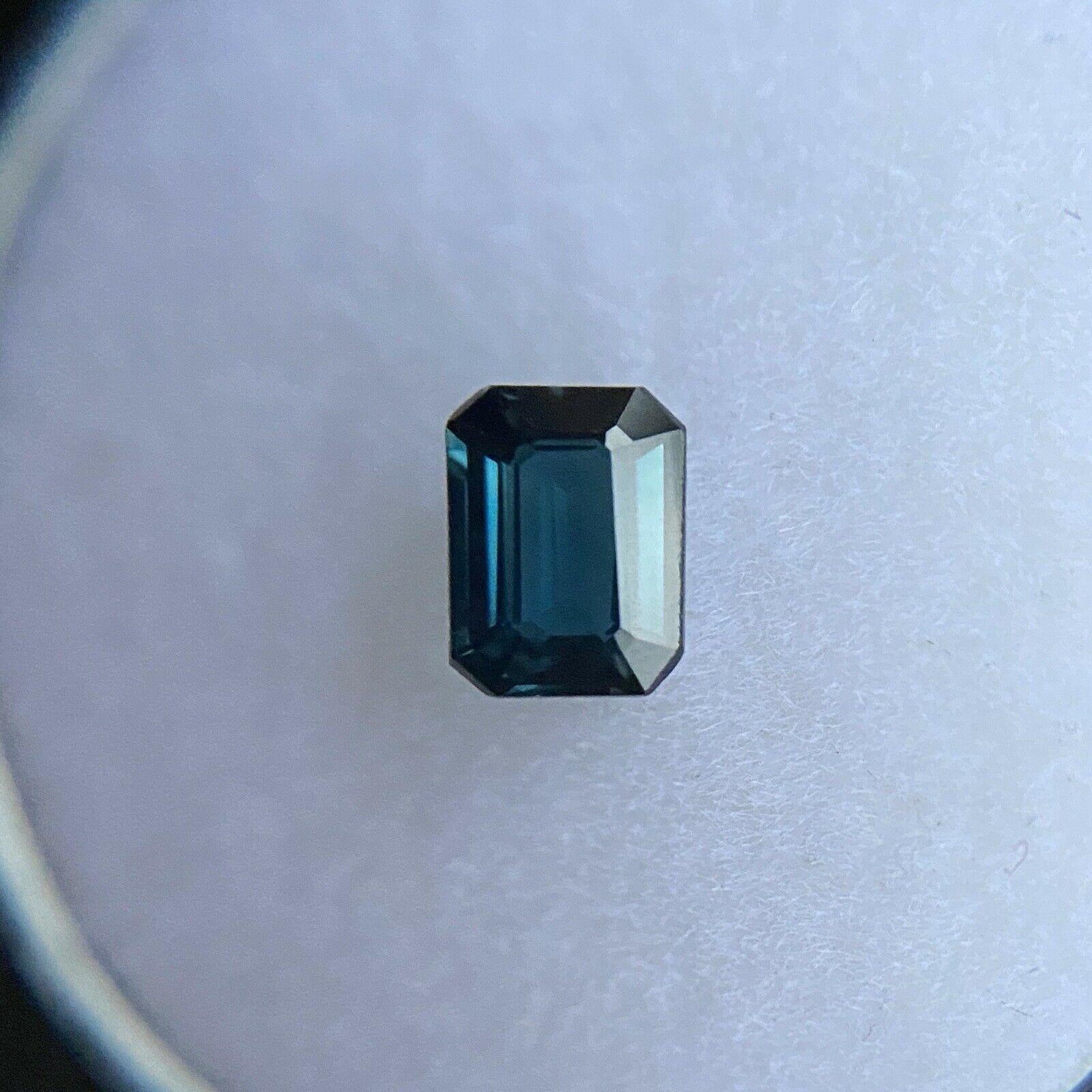 Fine Australian Deep Blue Sapphire 0.59ct Octagonal Emerald Cut Rare VVS 2