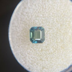 Fine Australian Greenish Blue Teal Sapphire 1.09ct Emerald Cut Rare Gem