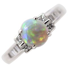 Fine Australian Opal Diamond Platinum Ring