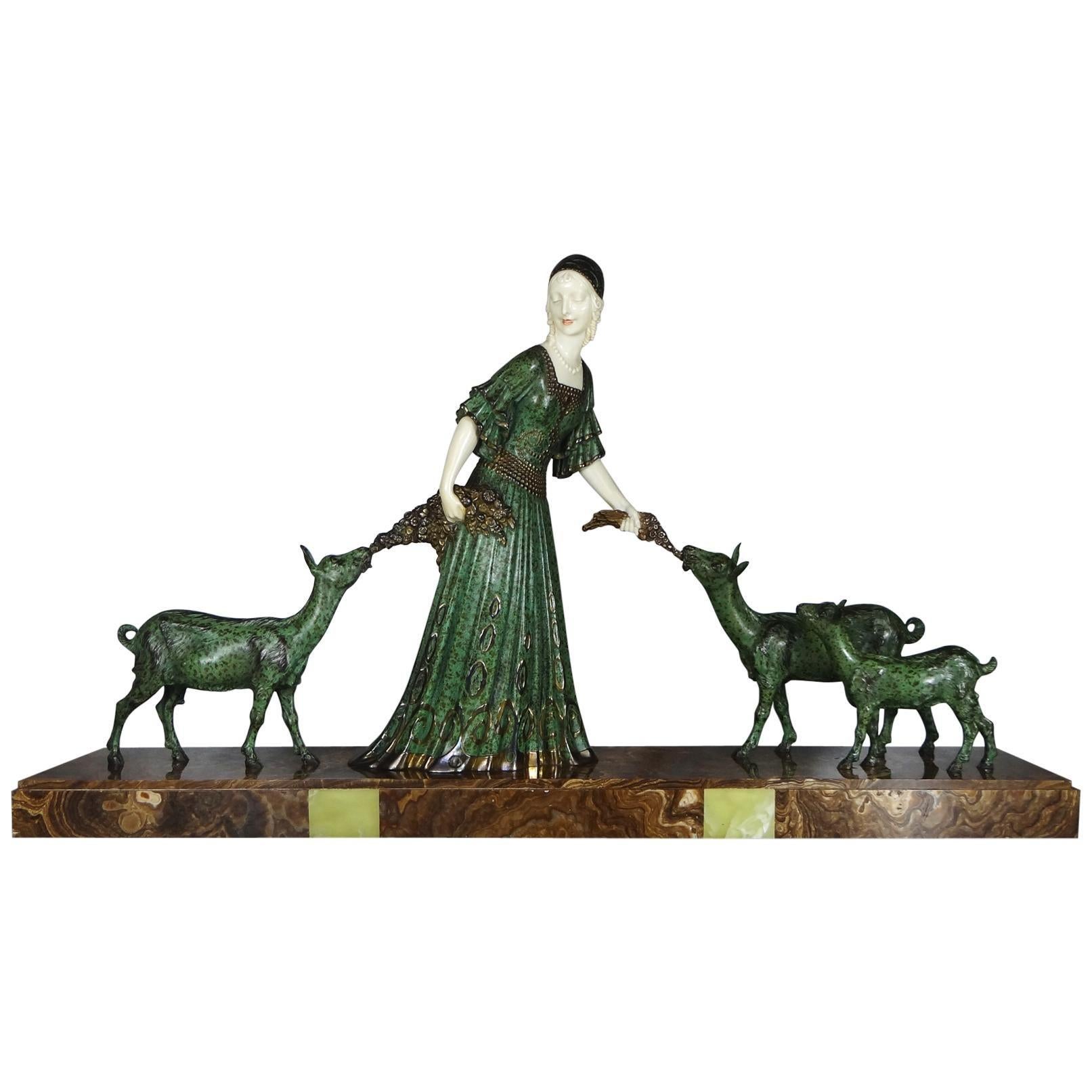 Fine et authentique figurine de groupe Art Déco Figural Friends Demetre Chiparus