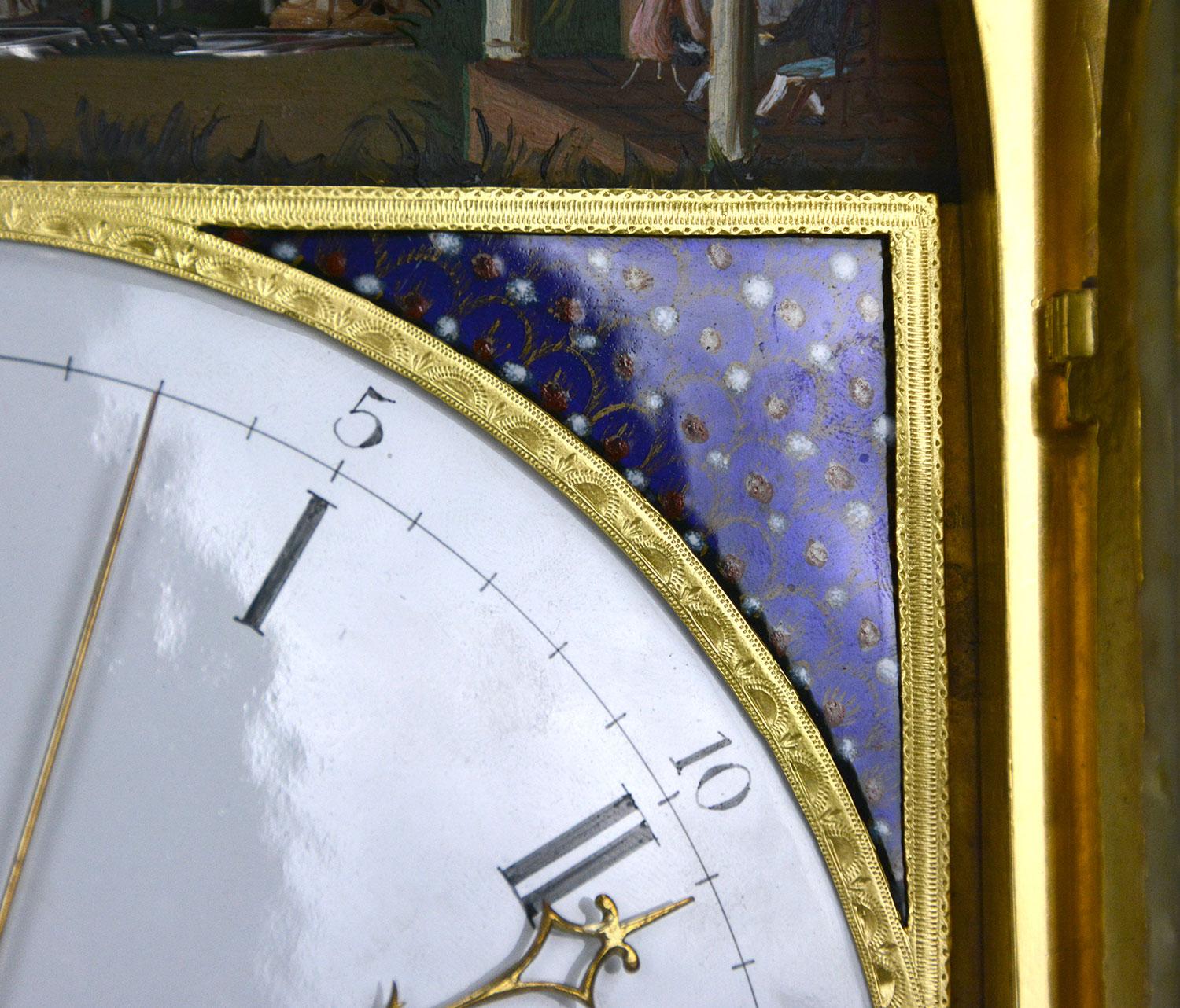 English George III Automaton Musical Bell Striking Figure Bronze Bracket Clock For Sale 6
