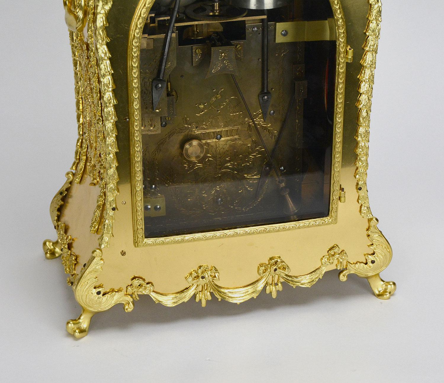 Horloge de support en bronze anglaise George III Automaton Musical Bell Striking Figure en vente 9