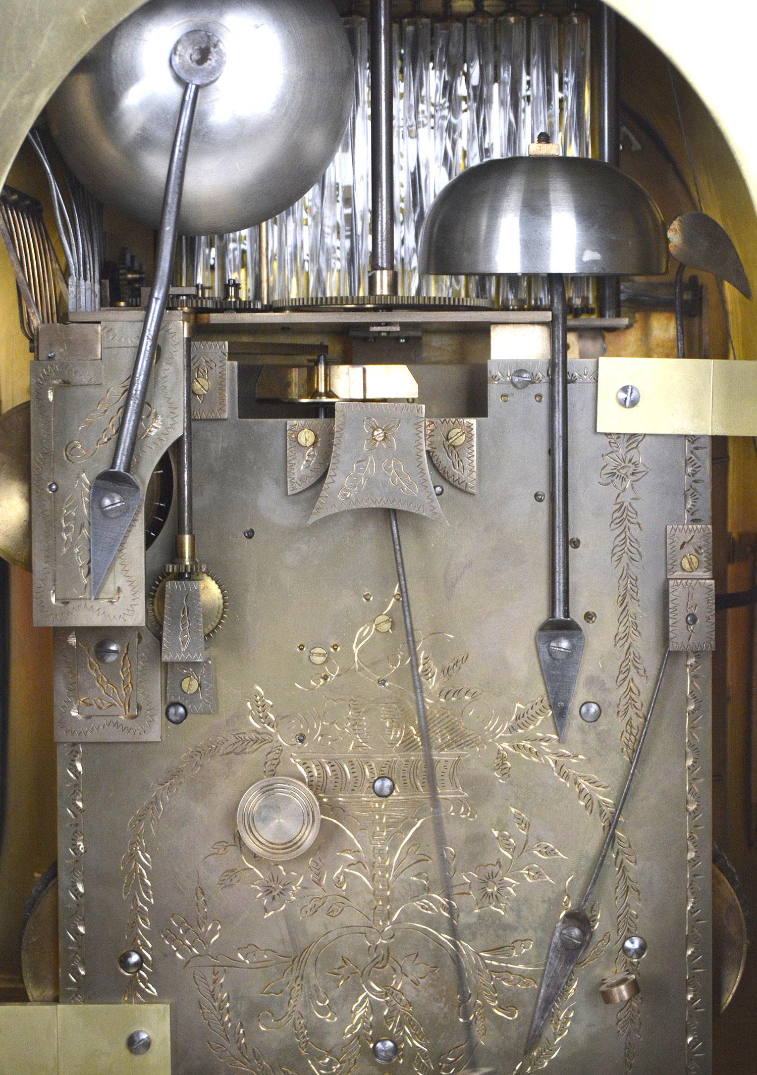 English George III Automaton Musical Bell Striking Figure Bronze Bracket Clock For Sale 11