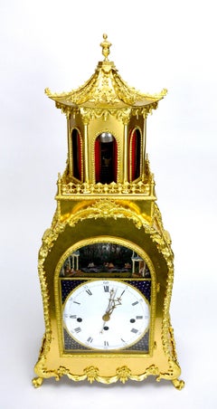George III Style Automaton Musical Bell Striking Figure Bronze Bracket Clock