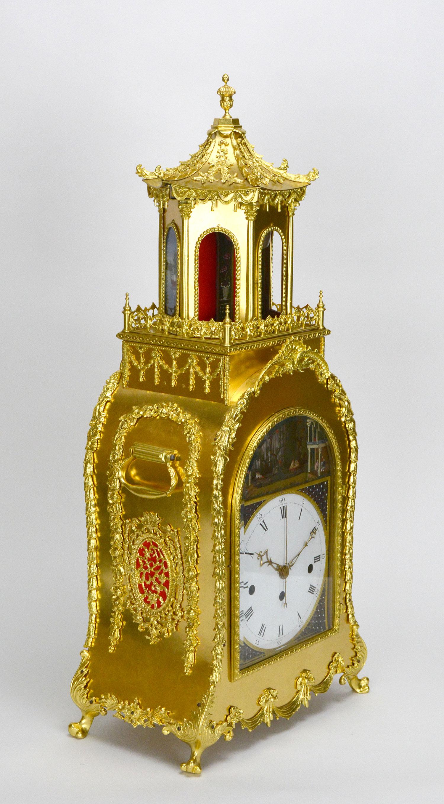 American English George III Automaton Musical Bell Striking Figure Bronze Bracket Clock For Sale