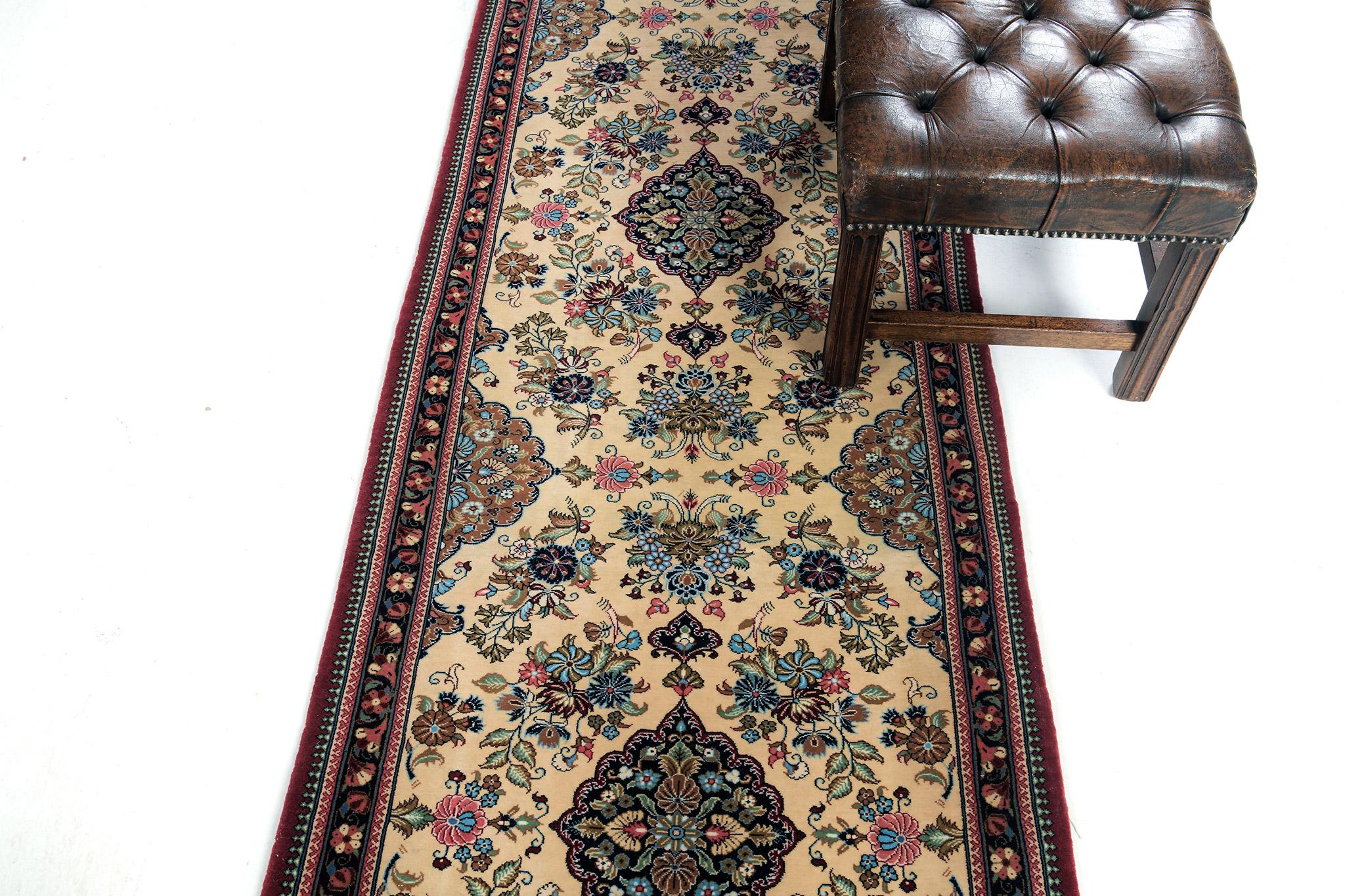Fine Baby Lamb's Wool Persian Qum runner 55218 In New Condition For Sale In WEST HOLLYWOOD, CA