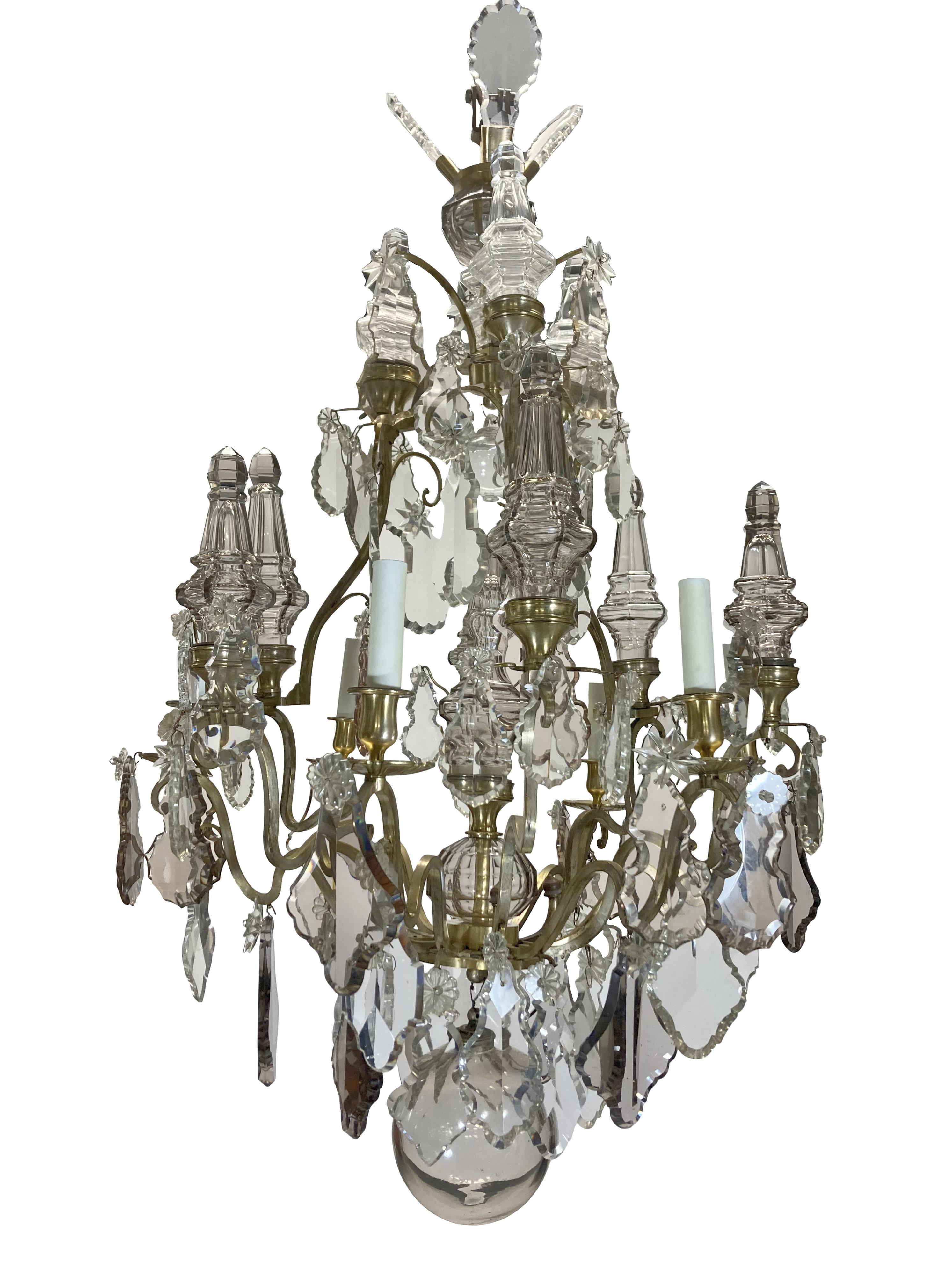 Lustre de style Louis XV en cristal taillé de Baccarat en vente 5