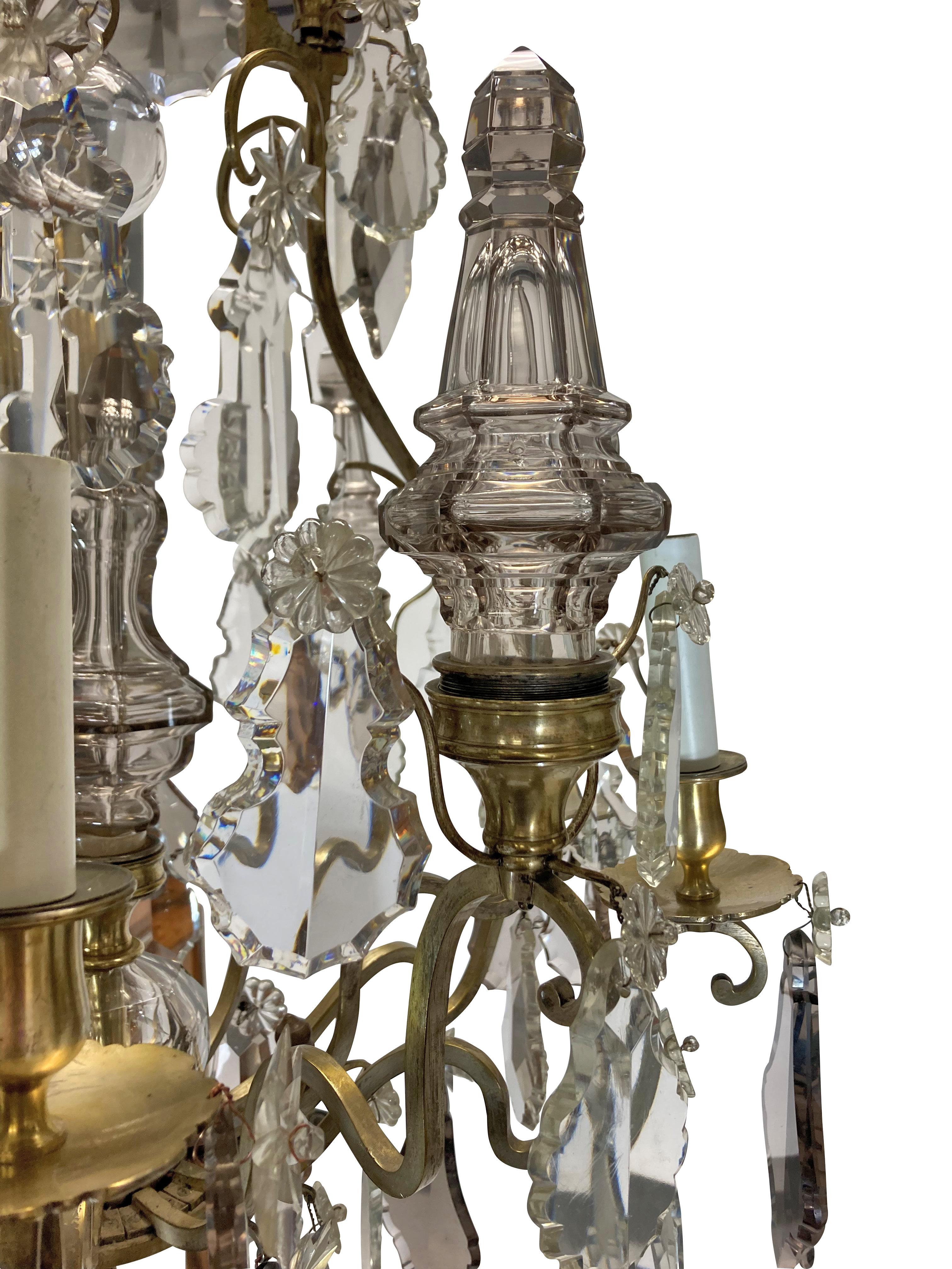 French Fine Baccarat Louis XV Style Cut Crystal Chandelier For Sale
