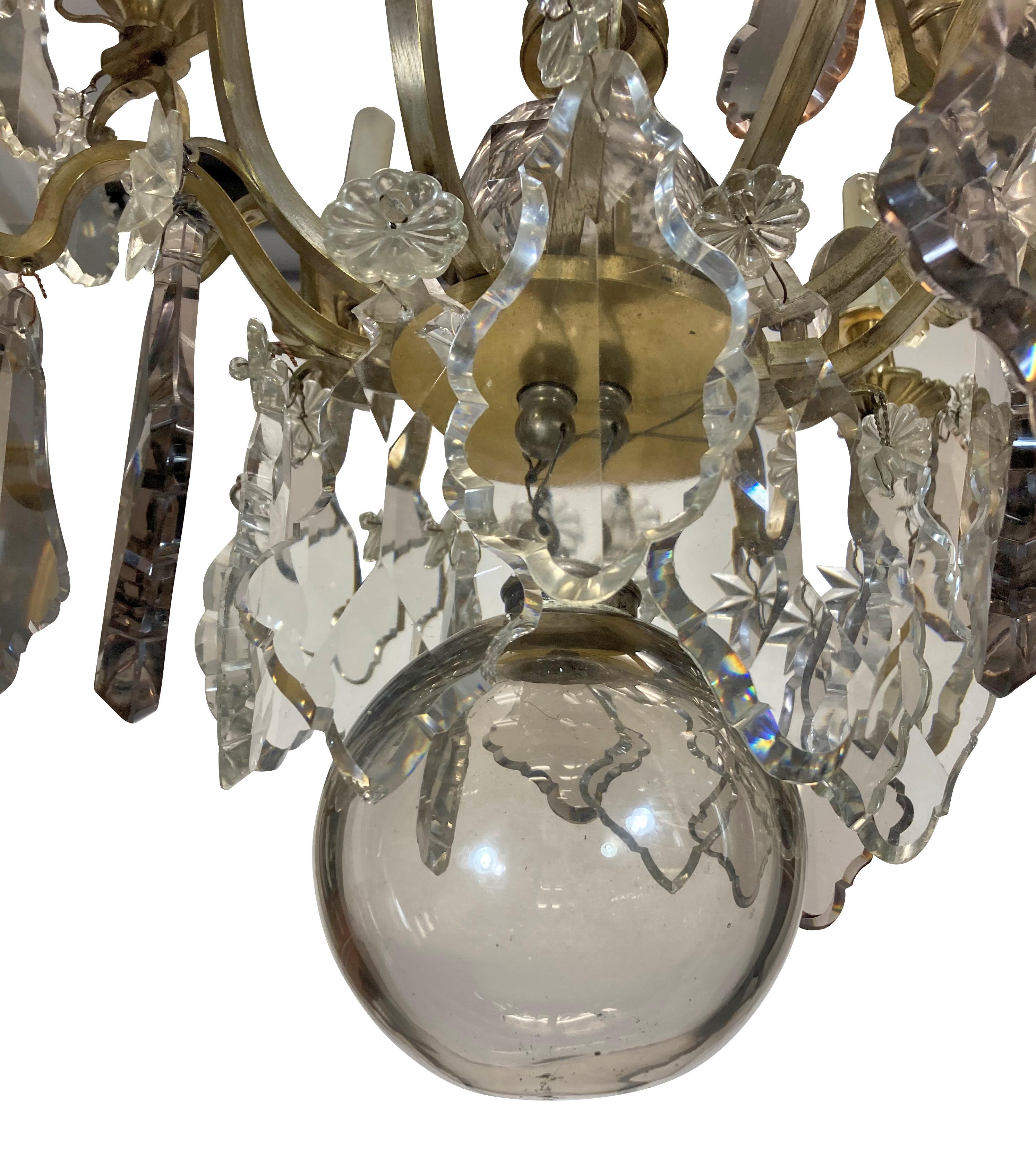 Bronze Fine Baccarat Louis XV Style Cut Crystal Chandelier For Sale