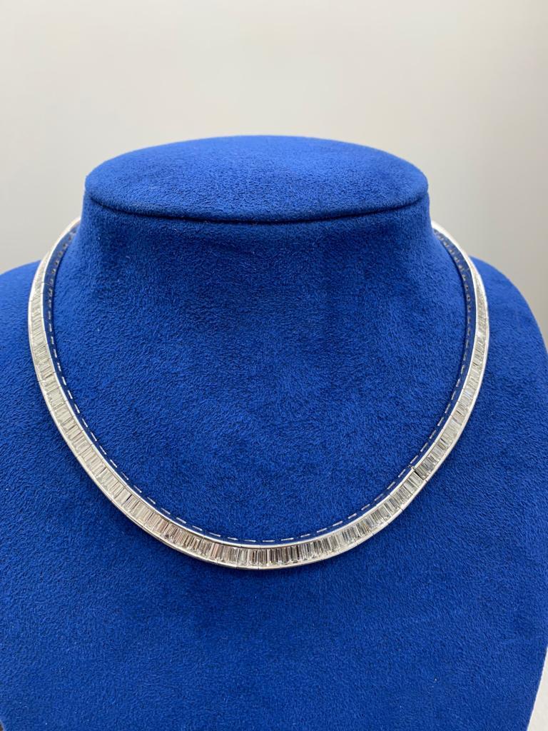 Baguette Cut Fine Baguette Graduated Diamond Platinum Necklace