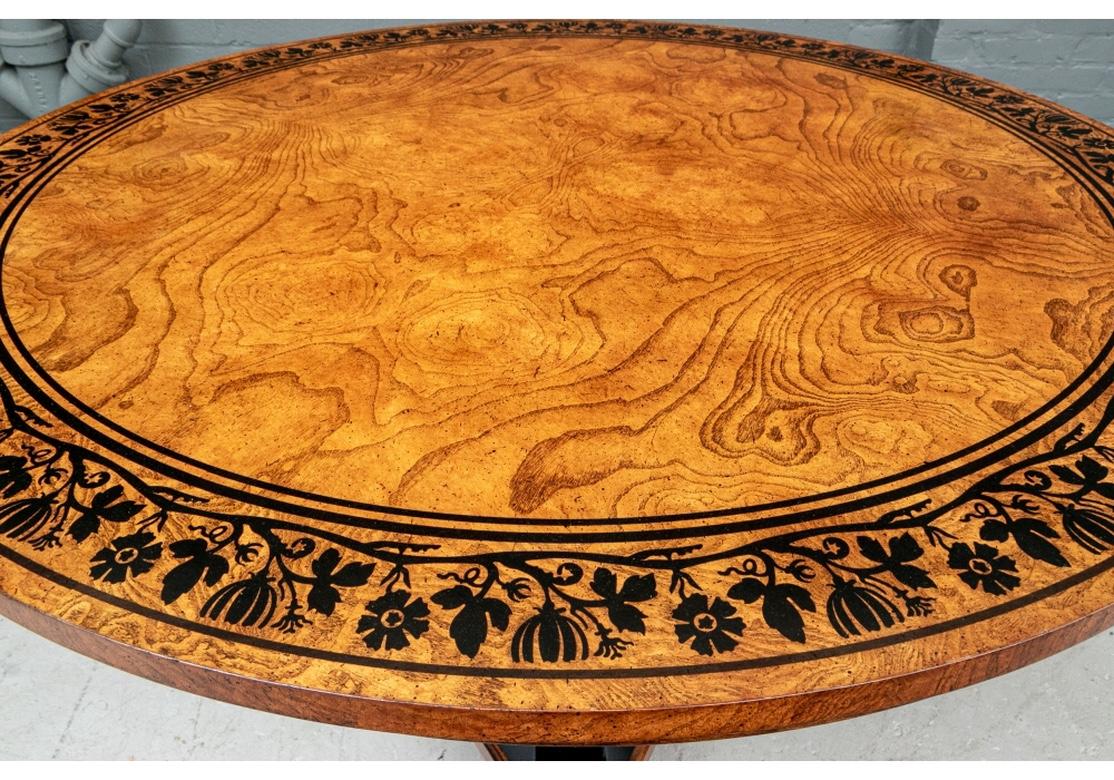 Fine Baker Burl Ash and Ebonized Wood Regency Style Center Table For Sale 4