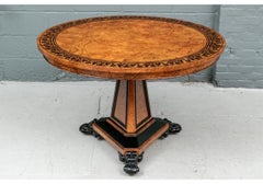 Fine Baker Burl Ash and Ebonized Wood Regency Style Center Table