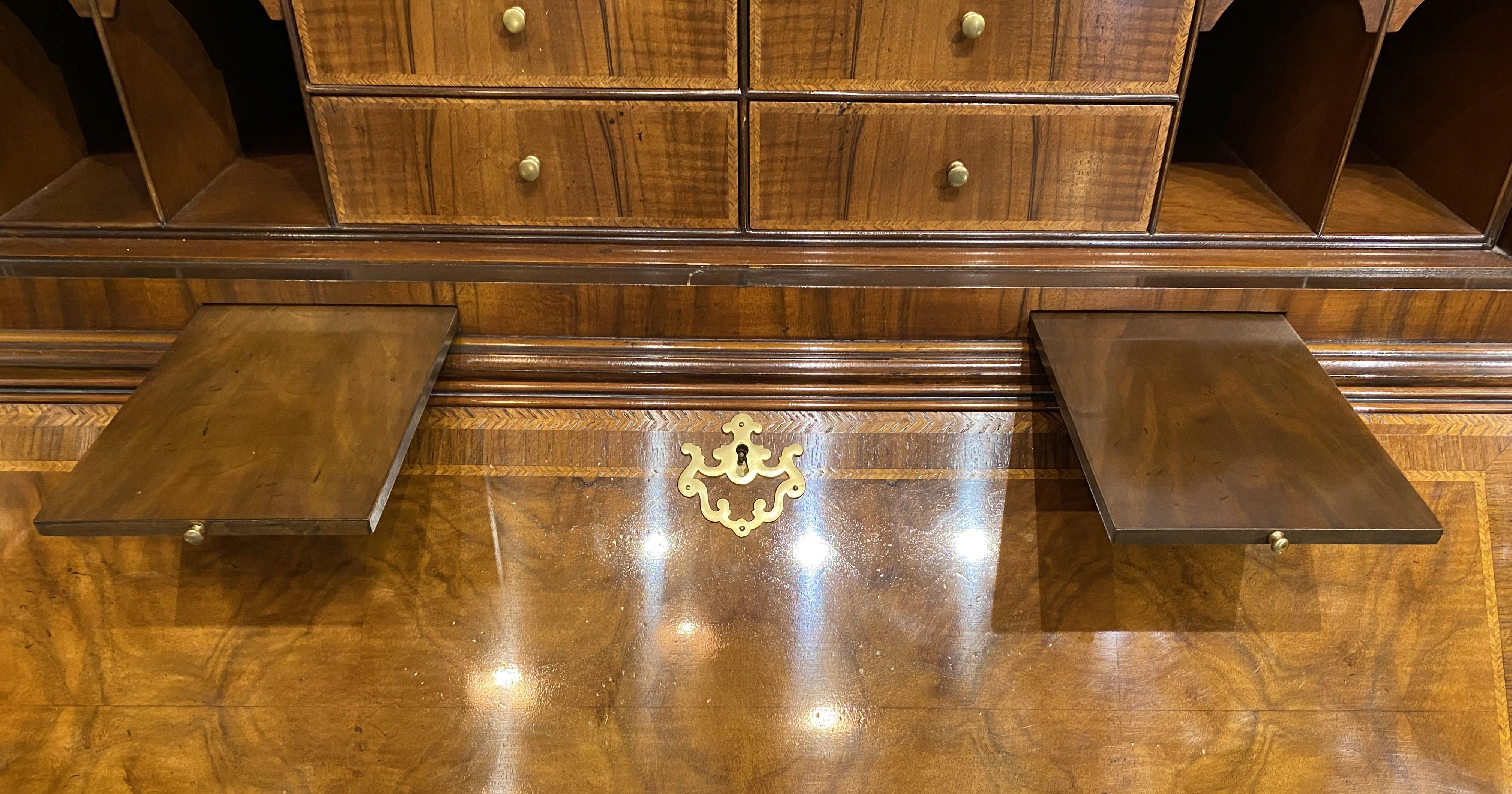 Fine Baker Furniture Inlaid Secretary in Burled Walnut with Mirror Paneled Doors 2