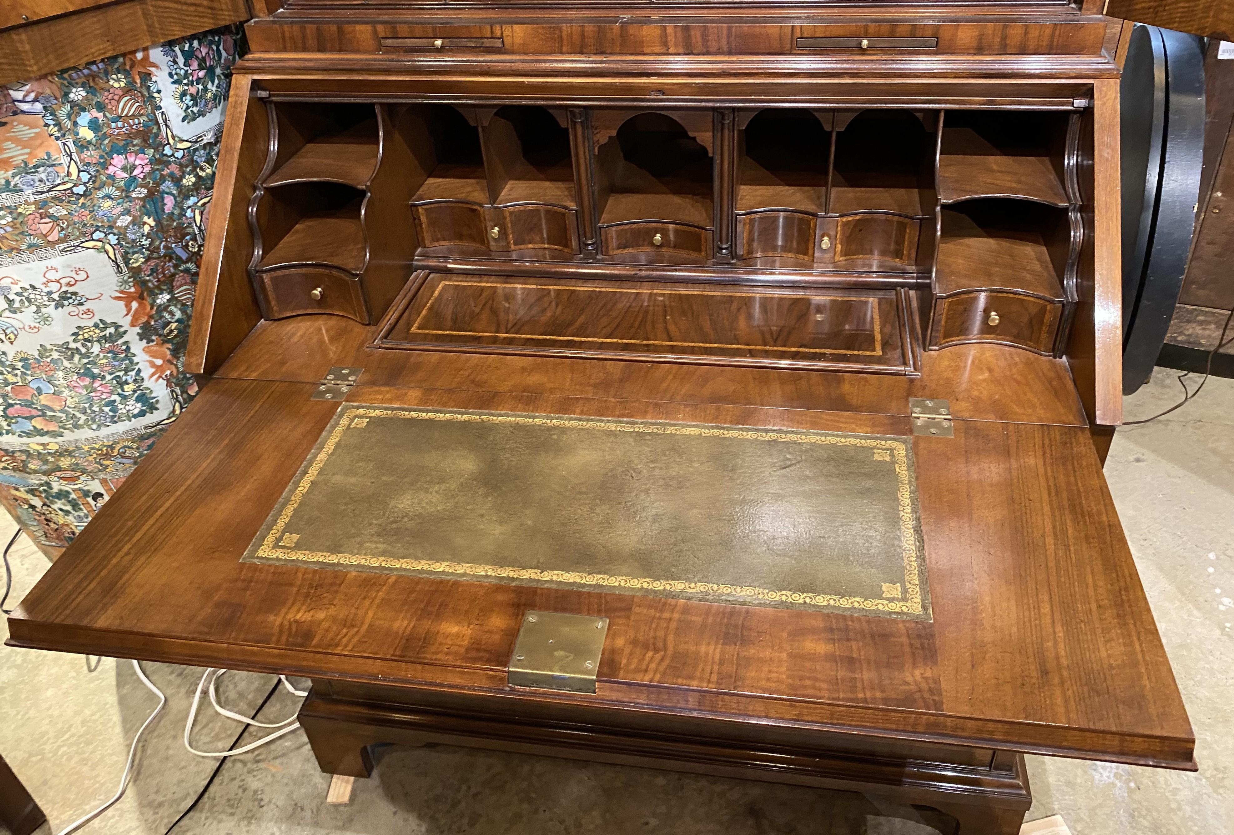 Fine Baker Furniture Inlaid Secretary in Burled Walnut with Mirror Paneled Doors 3