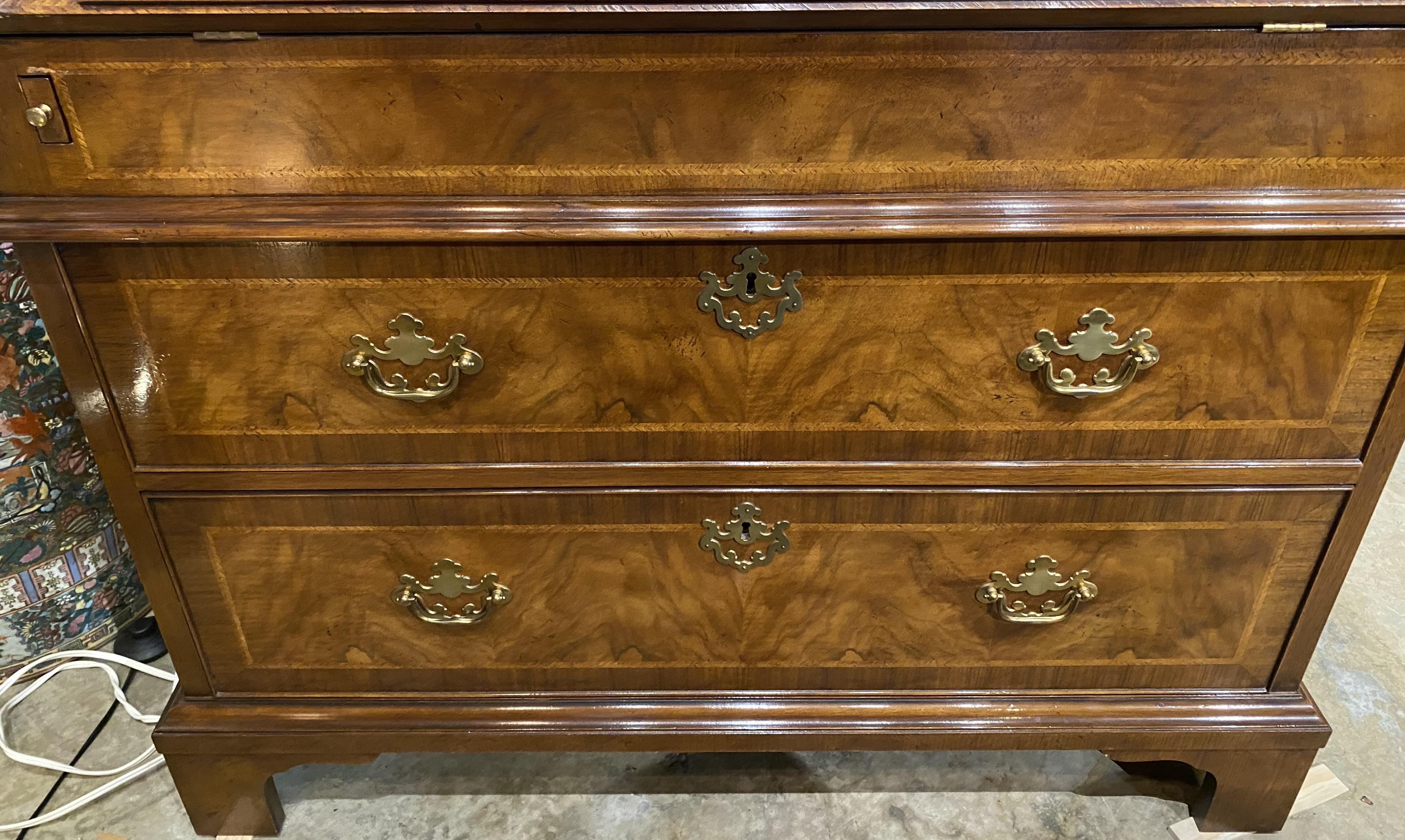 Fine Baker Furniture Inlaid Secretary in Burled Walnut with Mirror Paneled Doors 7
