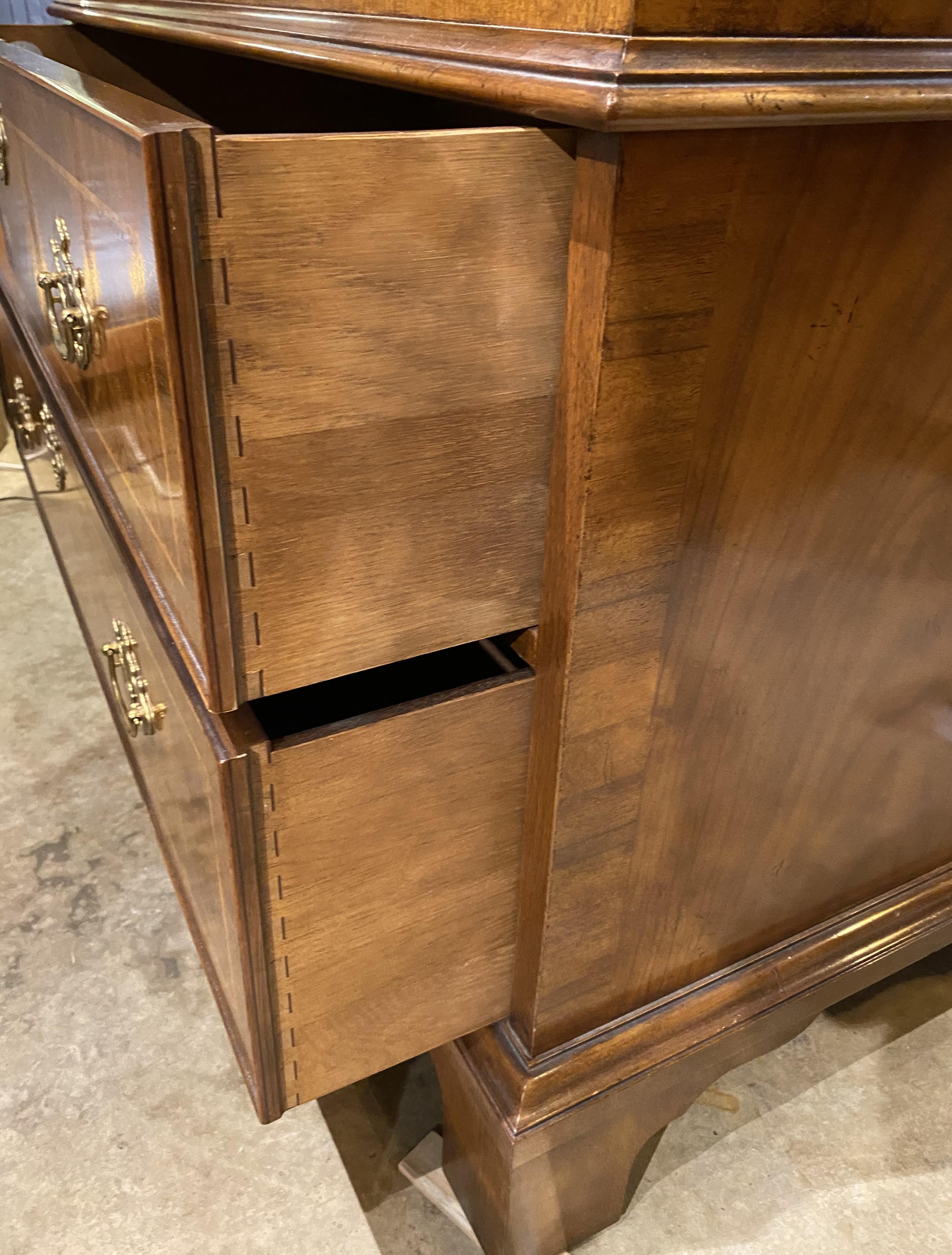 Fine Baker Furniture Inlaid Secretary in Burled Walnut with Mirror Paneled Doors 8