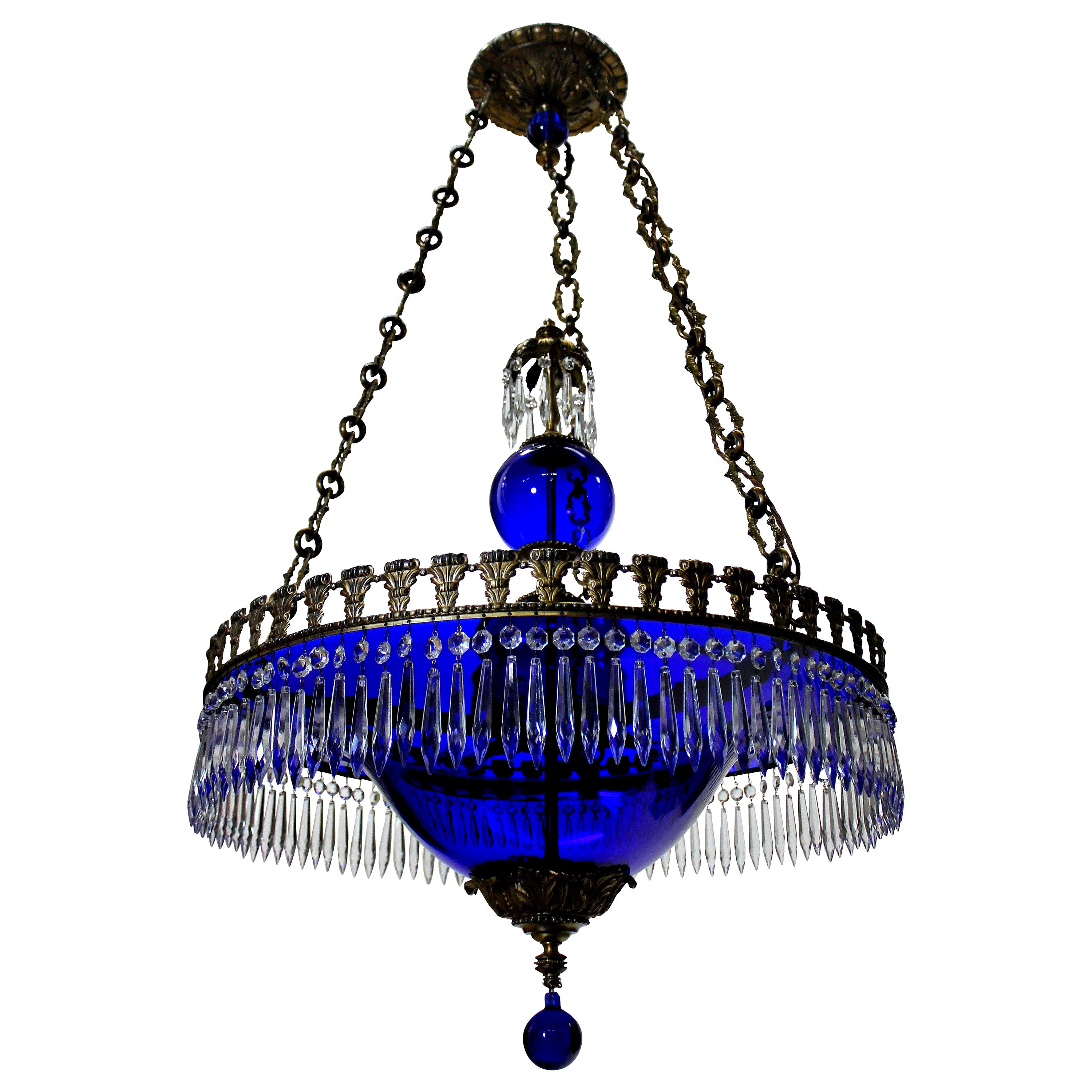 Fine Baltic Chandelier in Blue Glass