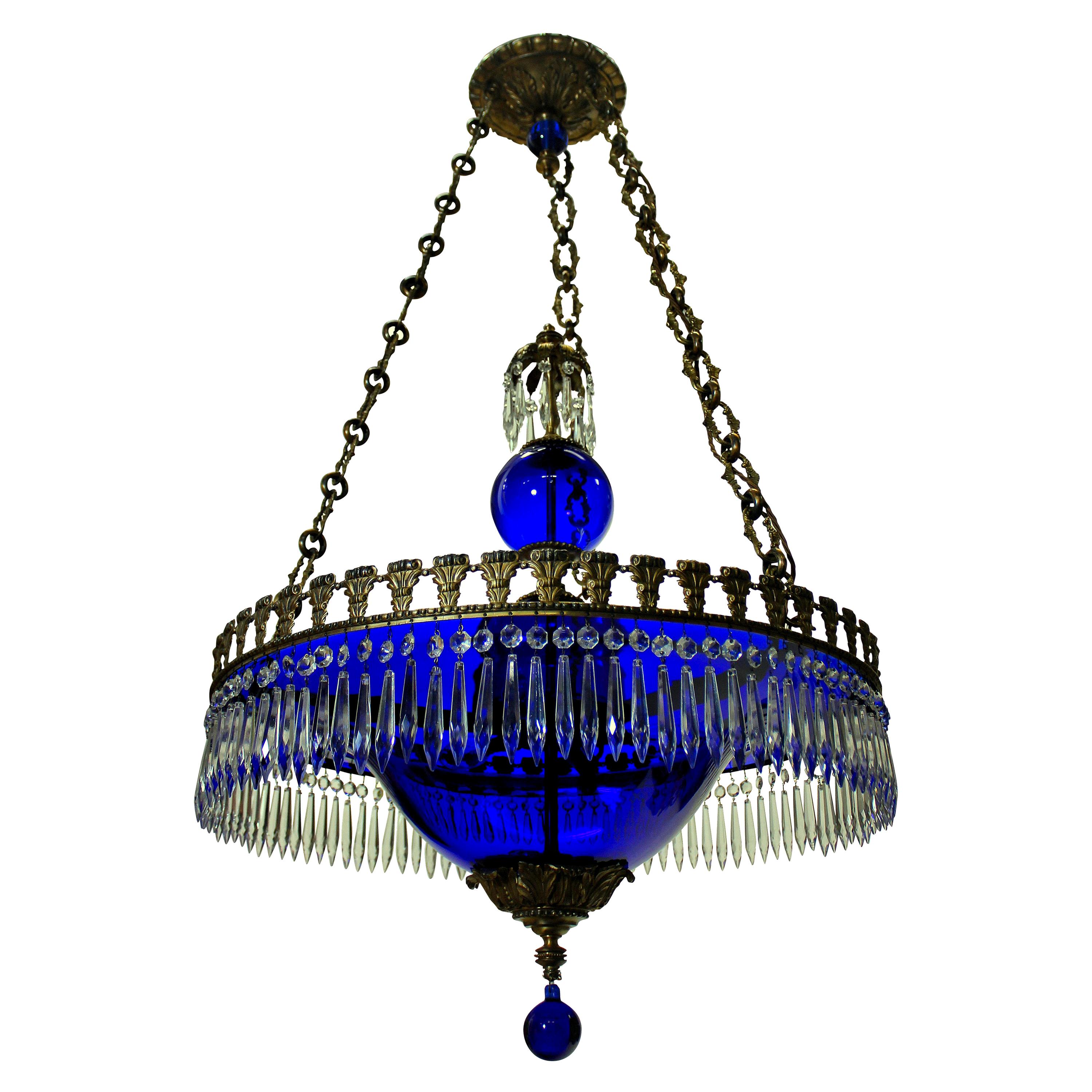 Fine Baltic Chandelier in Blue Glass