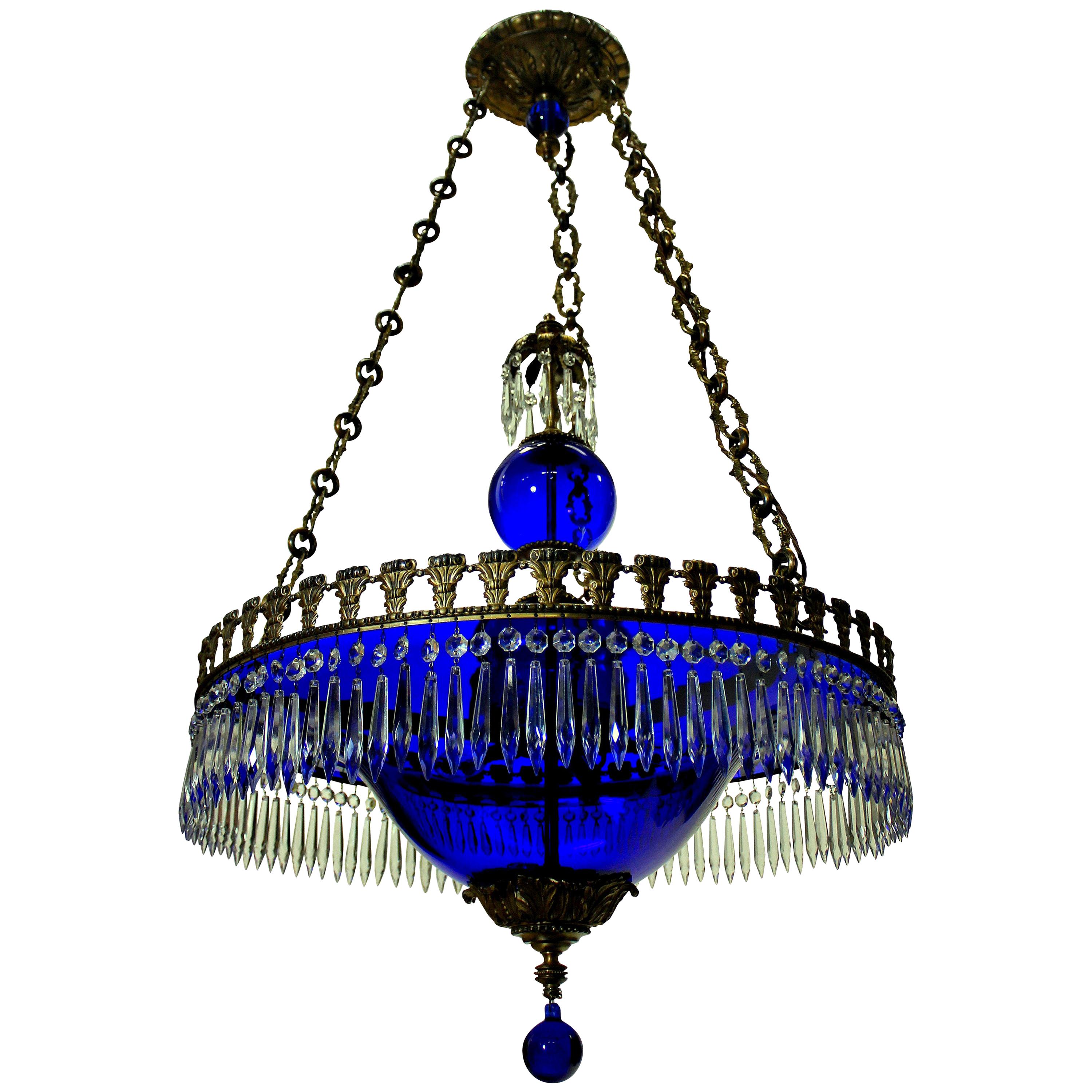 Fine Baltic Chandelier in Blue Glass