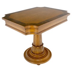 Fine Banded Top One Drawer Single Carved Pedestal Night Stand End Lamp Table