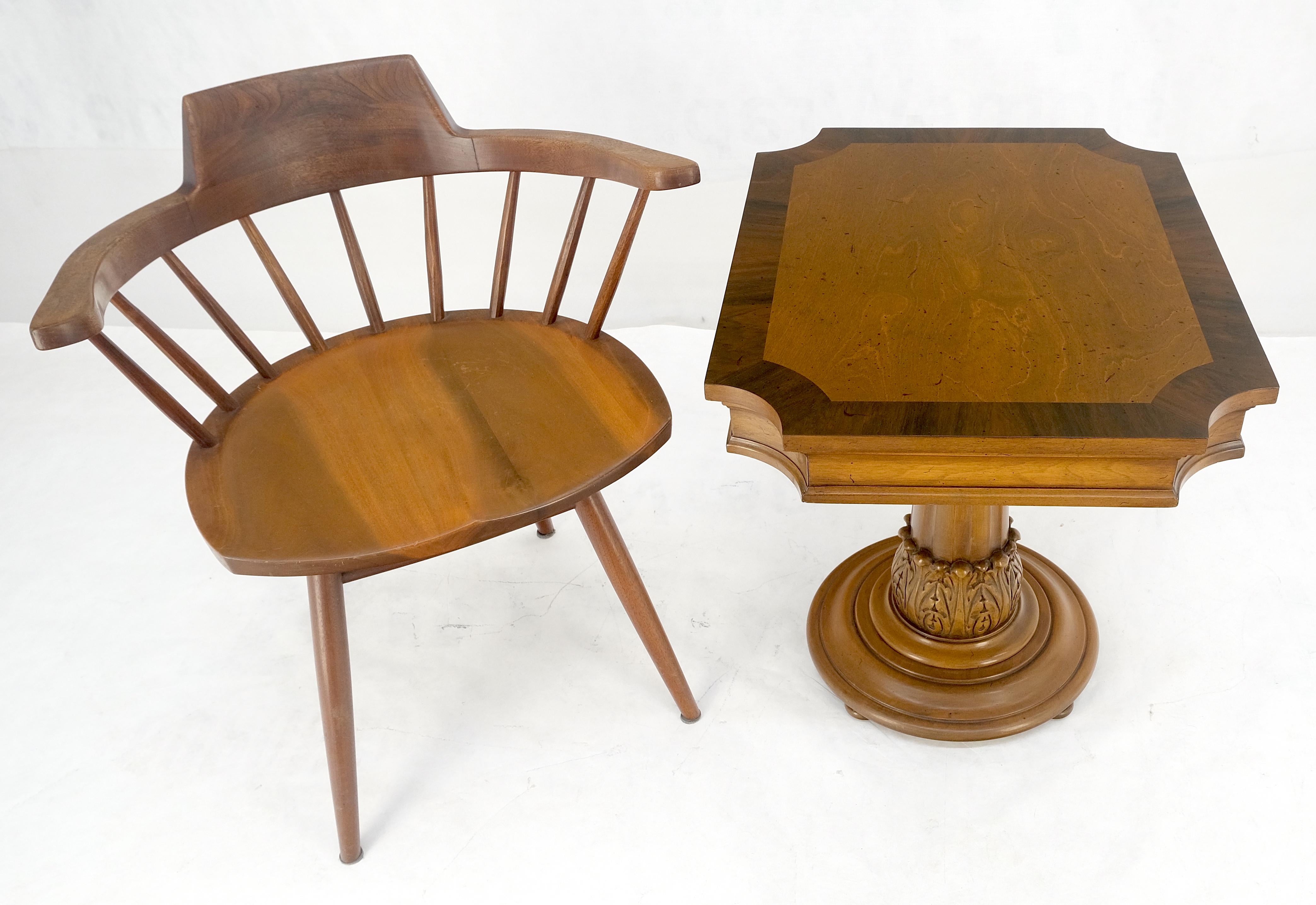 Noyer Fine Banded Top One Drawer Single Carved Pedestal Night Stand End Lamp Table en vente