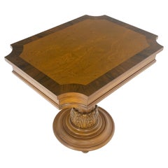 Fine Banded Top One Drawer Single Carved Pedestal Night Stand End Lamp Table