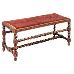 Fine Barley Twist Bench With Hand Caned Seat - Made In Belgium