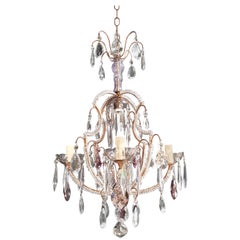 Fine Beaded Cage Purple Crystal Chandelier Antique Ceiling Lamp Lustre Art Deco