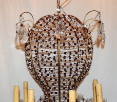 Fine Beaded Italian Amethyst Purple Crystal Hot Air Balloon Chandelier Fixture