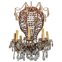 Lustre en forme de ballon d'aviation, en cristal violet et améthyste italienne fine perlée