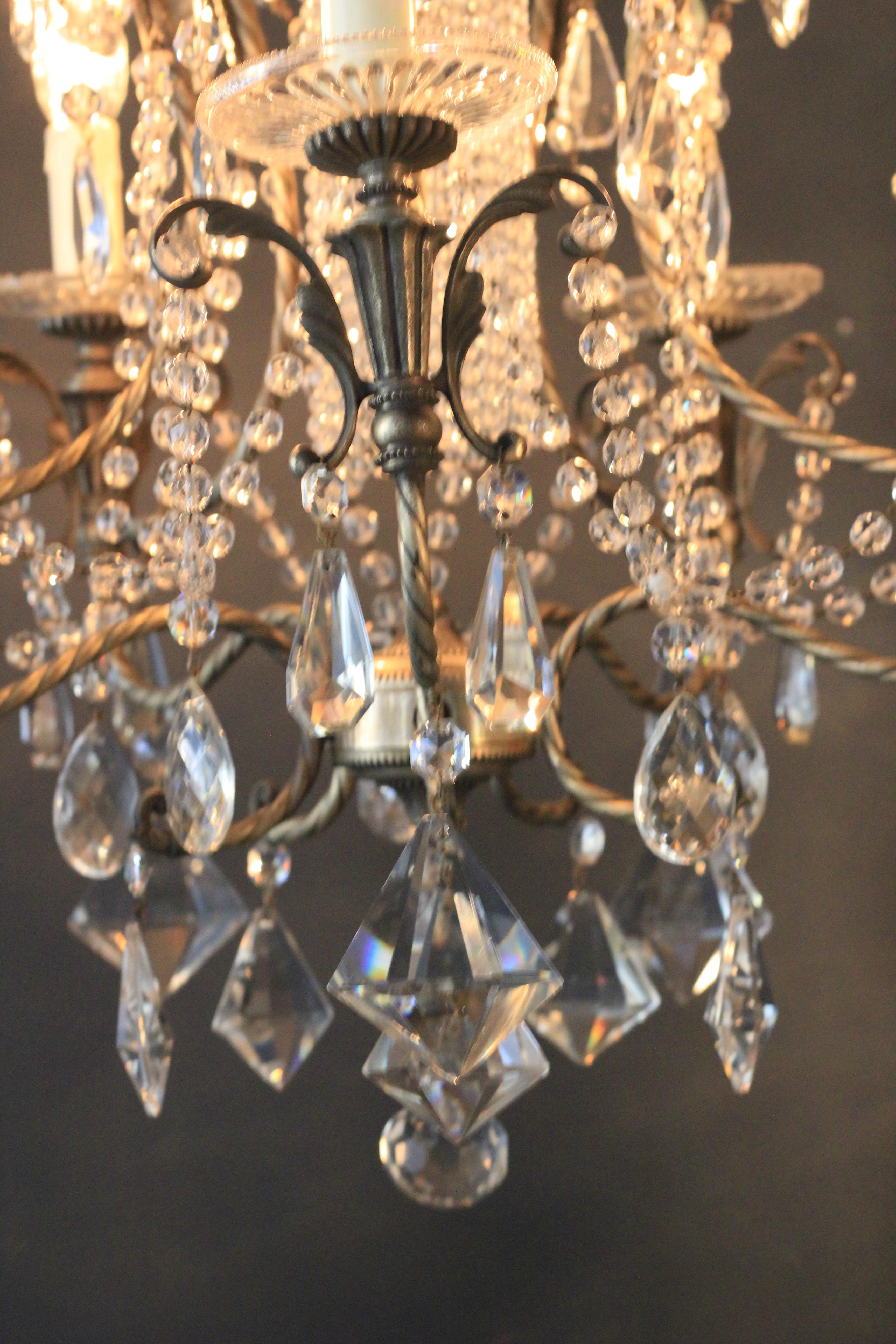 Fine Beaded Silver Crystal Chandelier Antique Ceiling Lamp Lustre Art Deco (Europäisch)