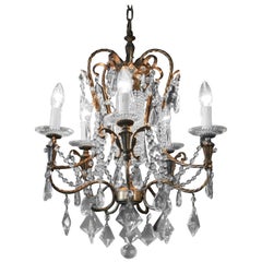 Fine Beaded Silver Crystal Chandelier Antique Ceiling Lamp Lustre Art Deco