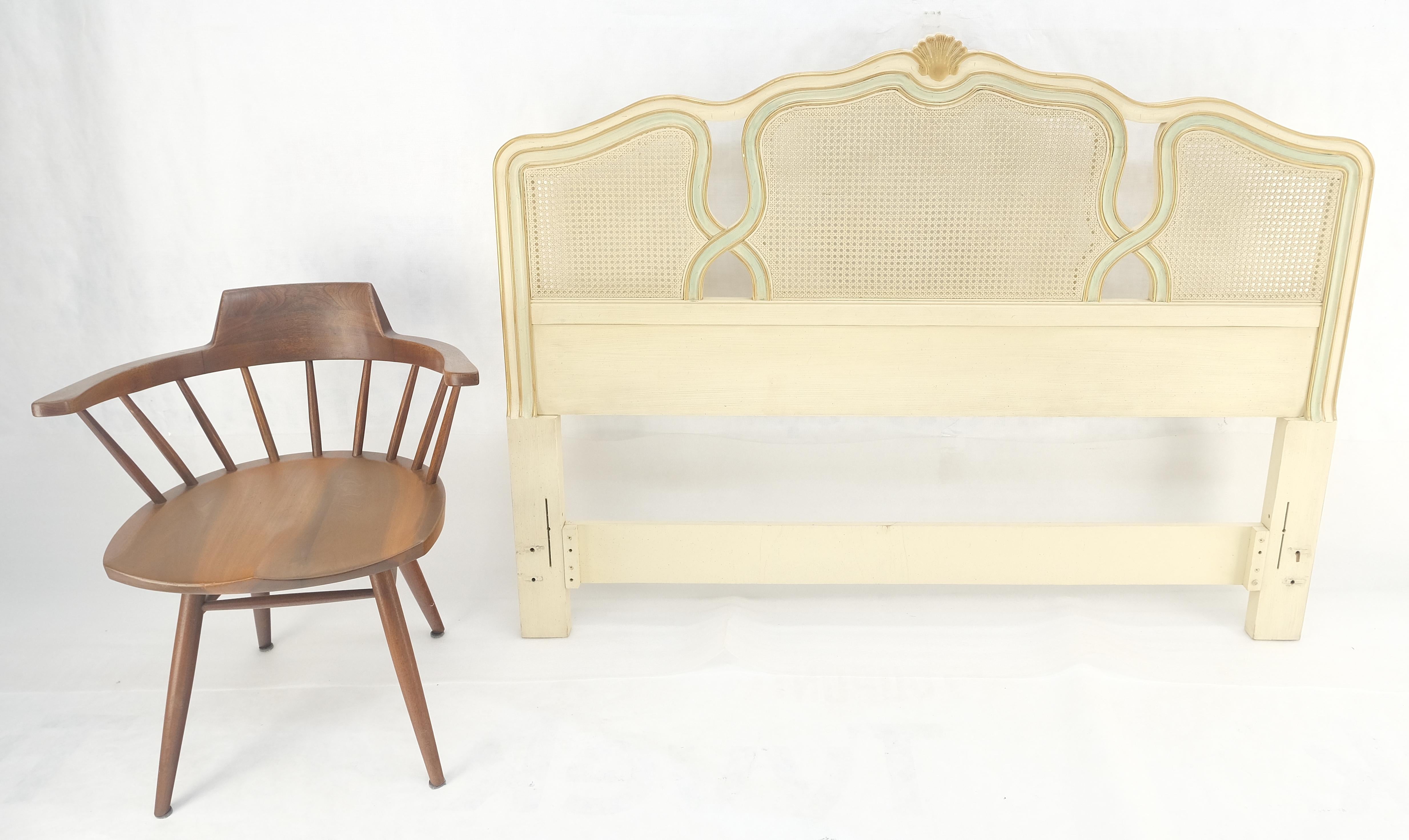 Cabecero de Cama Reina con Fino Tallado de Festón en Dorado Azul Beige Pintado a mano en venta