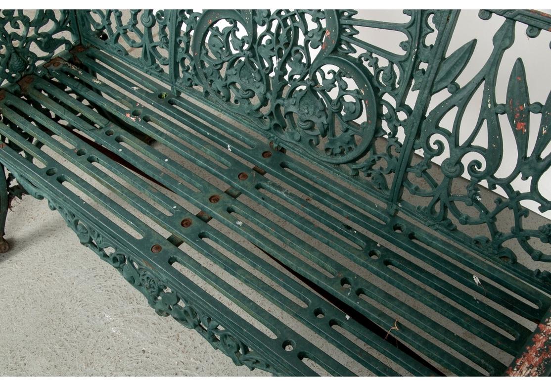Fine Belle Époque Era Antique Painted Iron Garden Bench 1