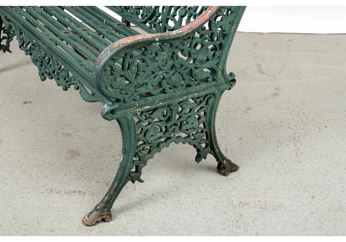 Fine Belle Époque Era Antique Painted Iron Garden Bench 3