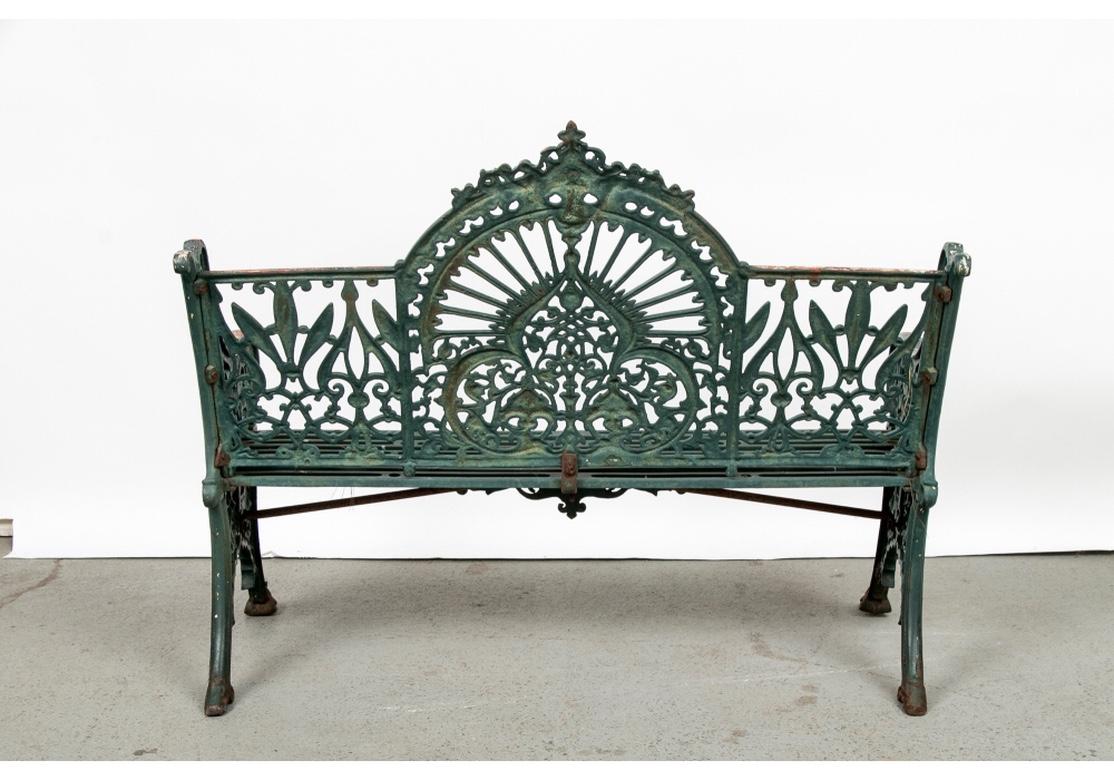 Fine Belle Époque Era Antique Painted Iron Garden Bench 5