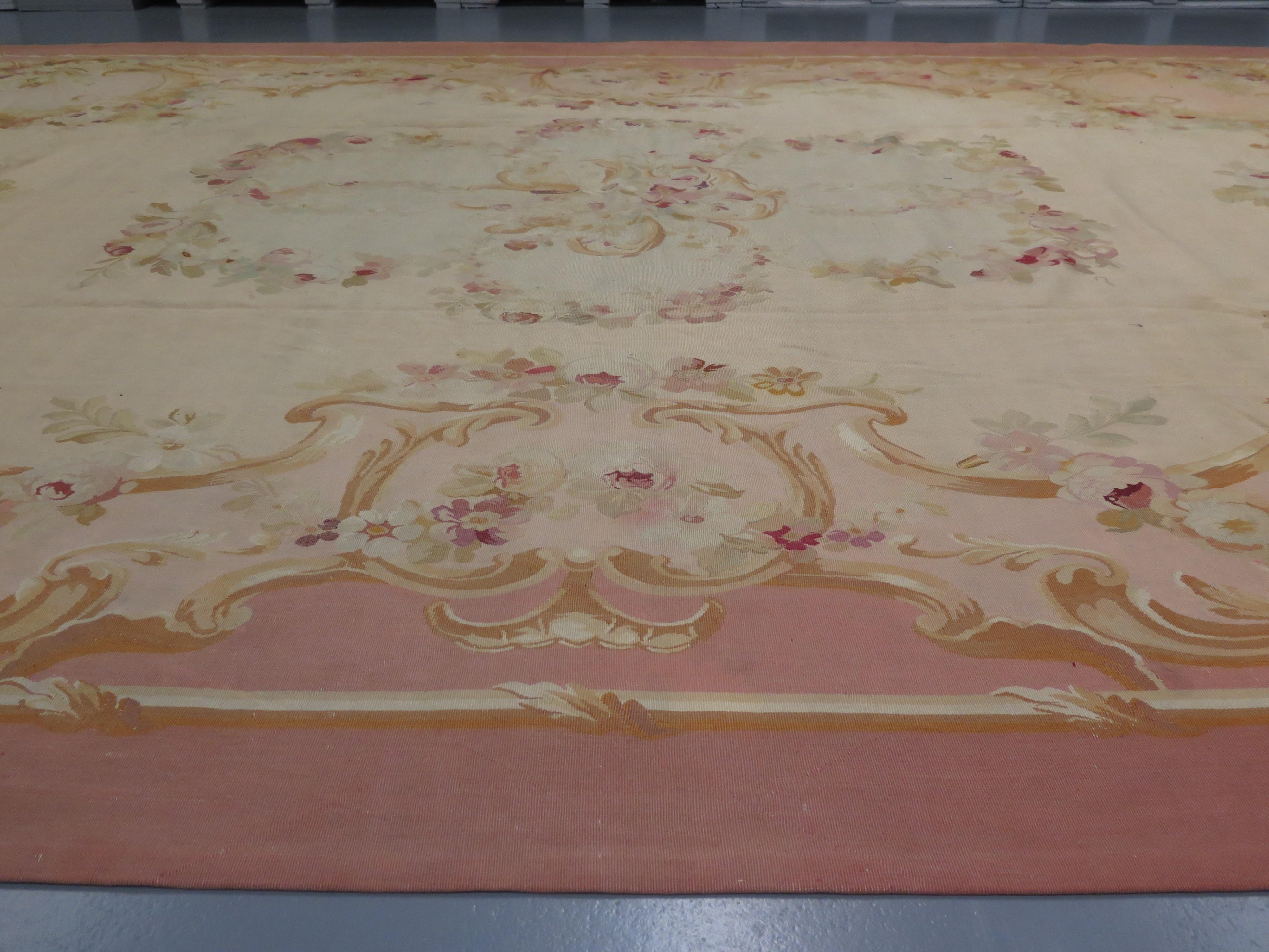 French Fine Belle Epoque Era Aubusson Carpet For Sale