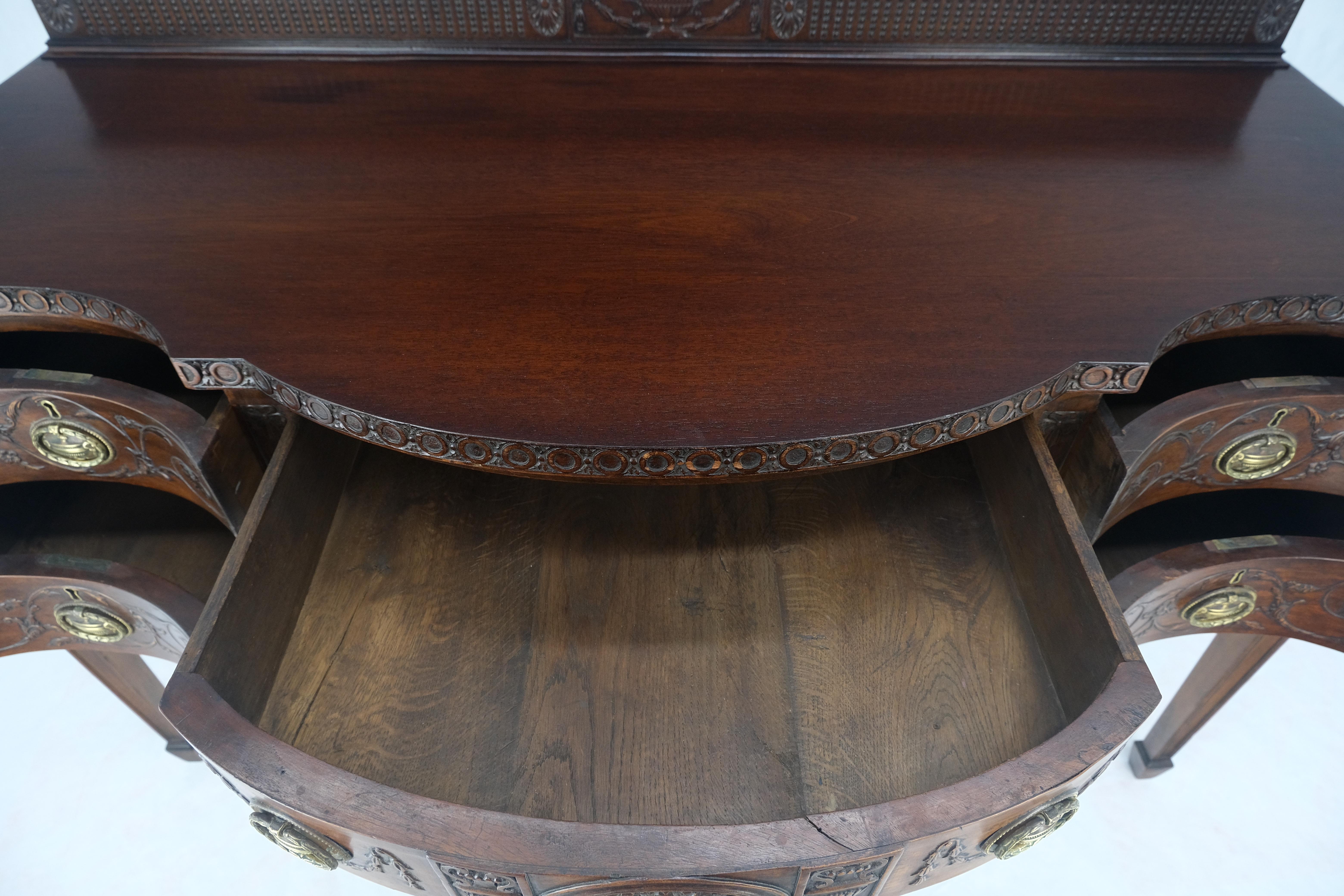 Fine Bench Made Carved Mahogany Serpentine Front  Dovetail Drawers Vanity Desk For Sale 2