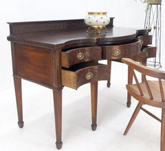 Fine Bench Made Carved Mahogany Serpentine Front  Dovetail Drawers Vanity Desk