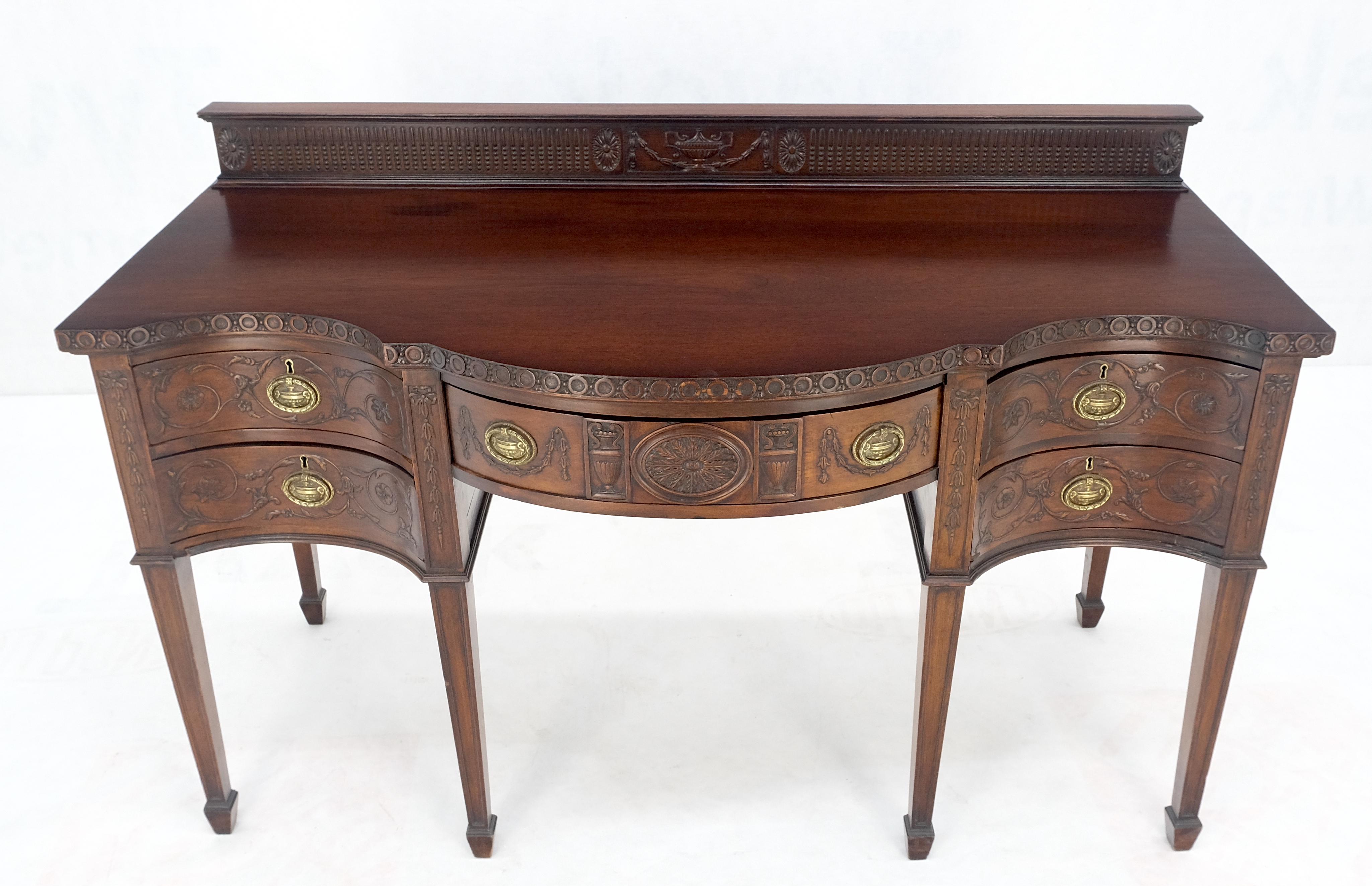 Federal Fine Bench Made Carved Mahogany Serpentine Front  Dovetail Drawers Vanity Desk For Sale