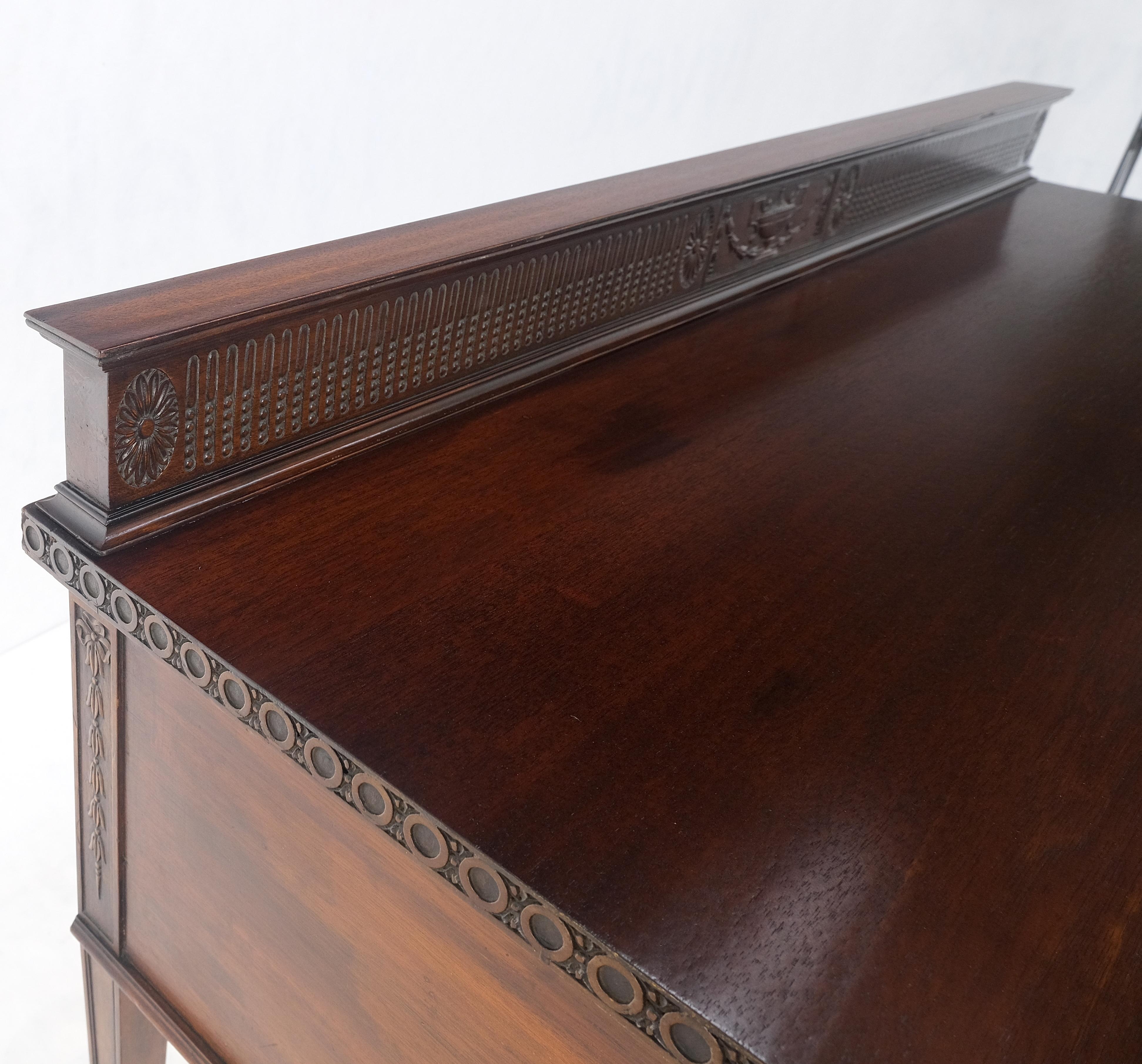 Brass Fine Bench Made Carved Mahogany Serpentine Front  Dovetail Drawers Vanity Desk For Sale