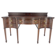 Used Fine Bench Made Carved Mahogany Serpentine Front  Dovetail Drawers Vanity Desk