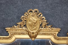 Fine Beveled 5 ft Tall Figural Carved French Louis XVI Antique Mirror Circa 1900
