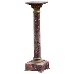 Vintage Fine Black and Rouge Marble Pedestal Column