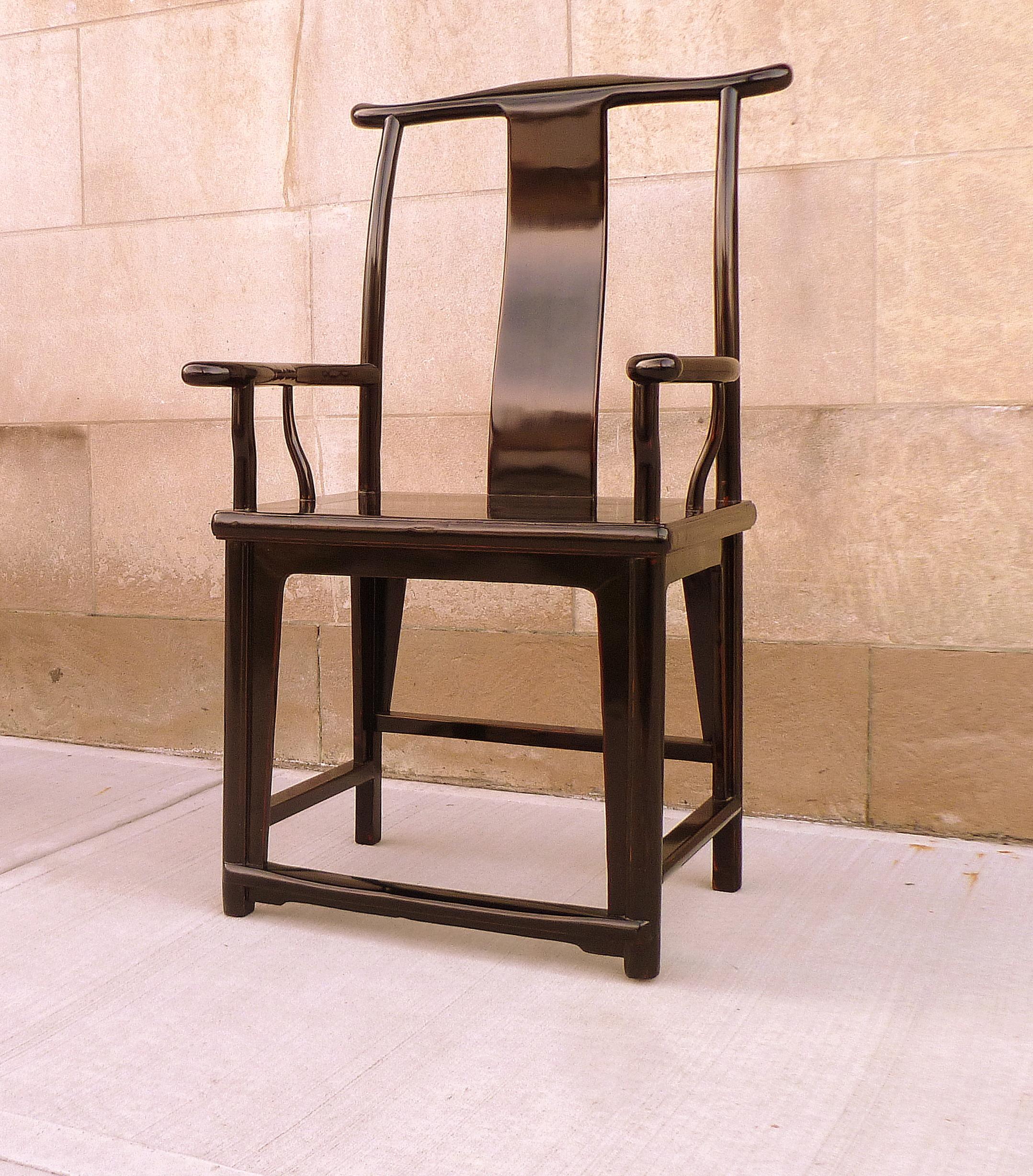 Chinese Fine Black Lacquer Armchair