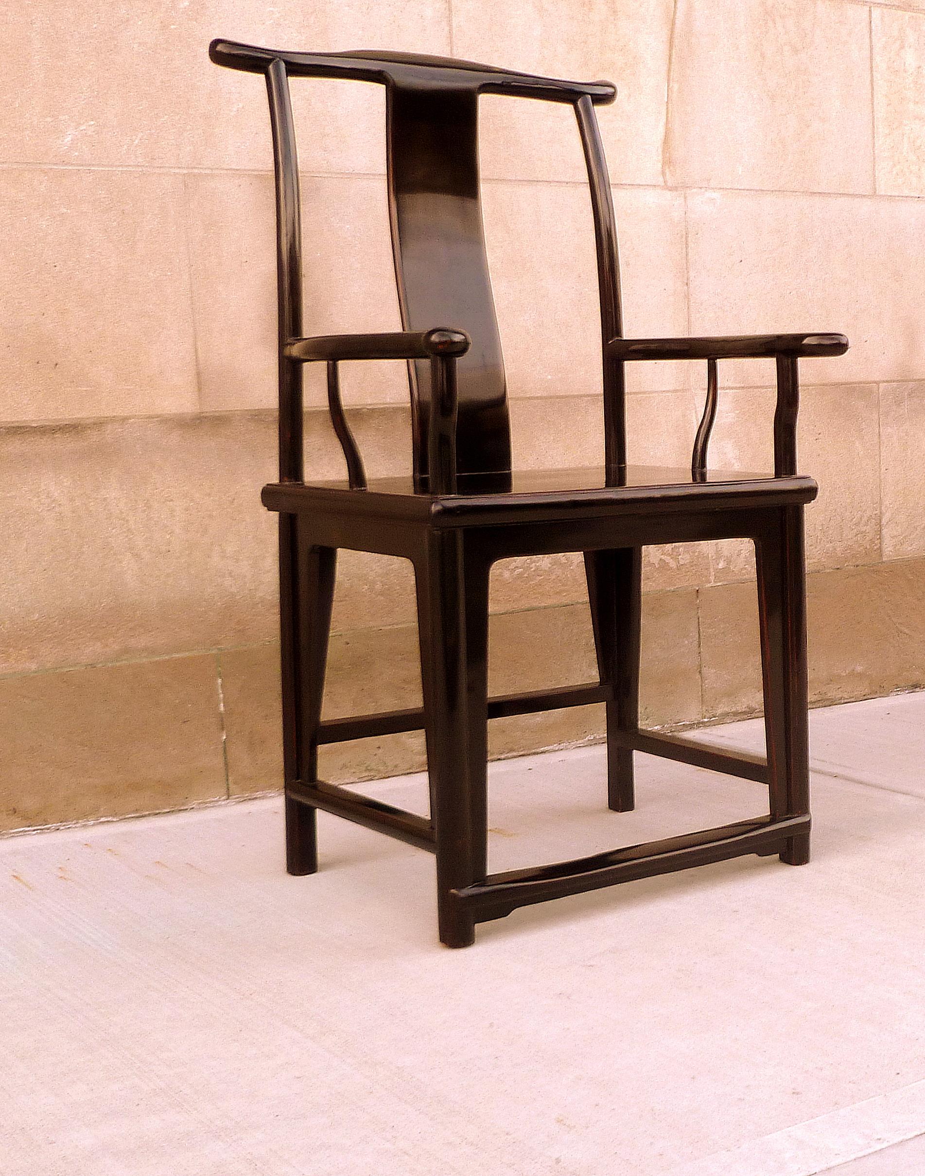 Polished Fine Black Lacquer Armchair
