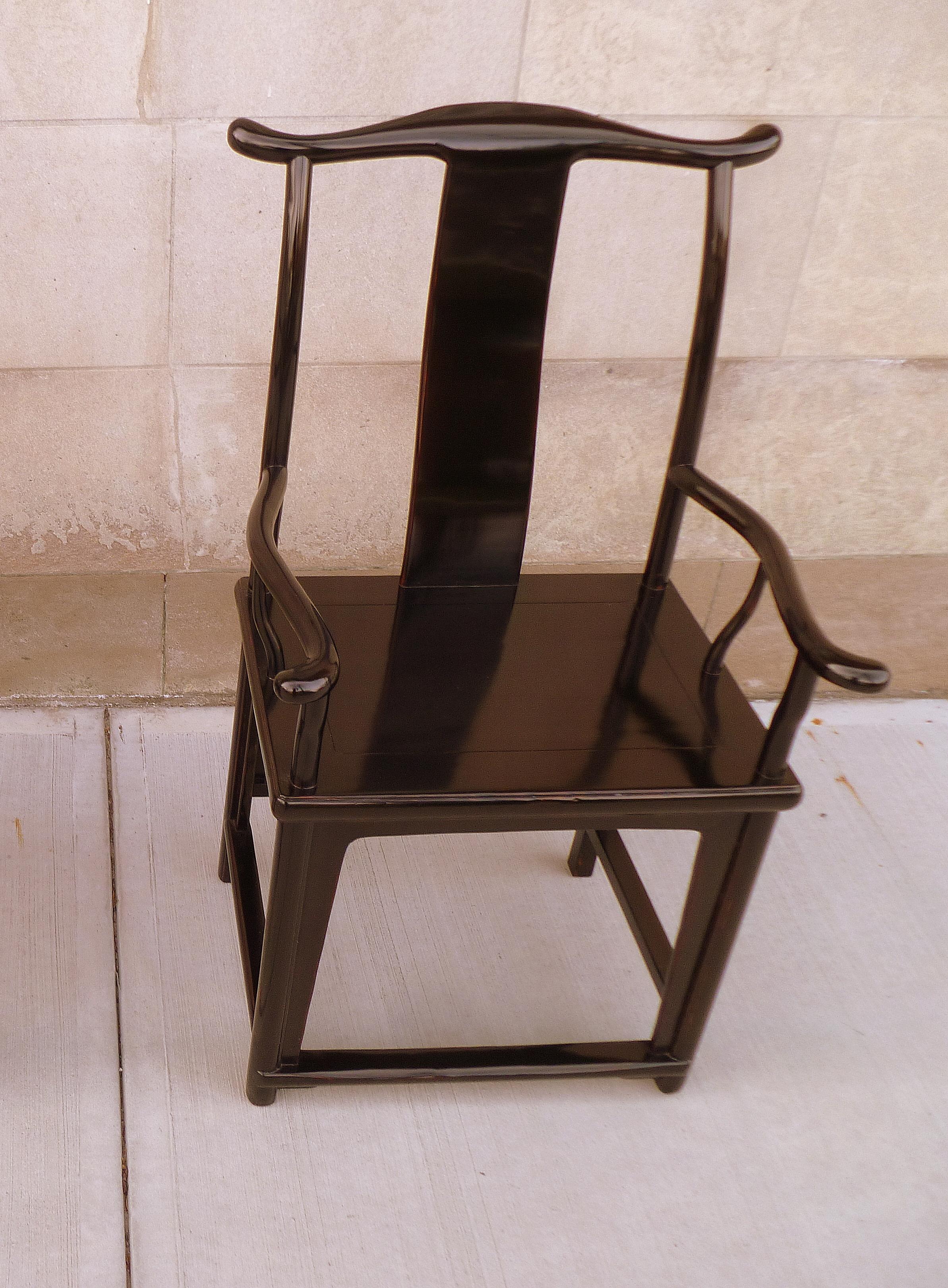 Fine Black Lacquer Armchair In Excellent Condition In Greenwich, CT