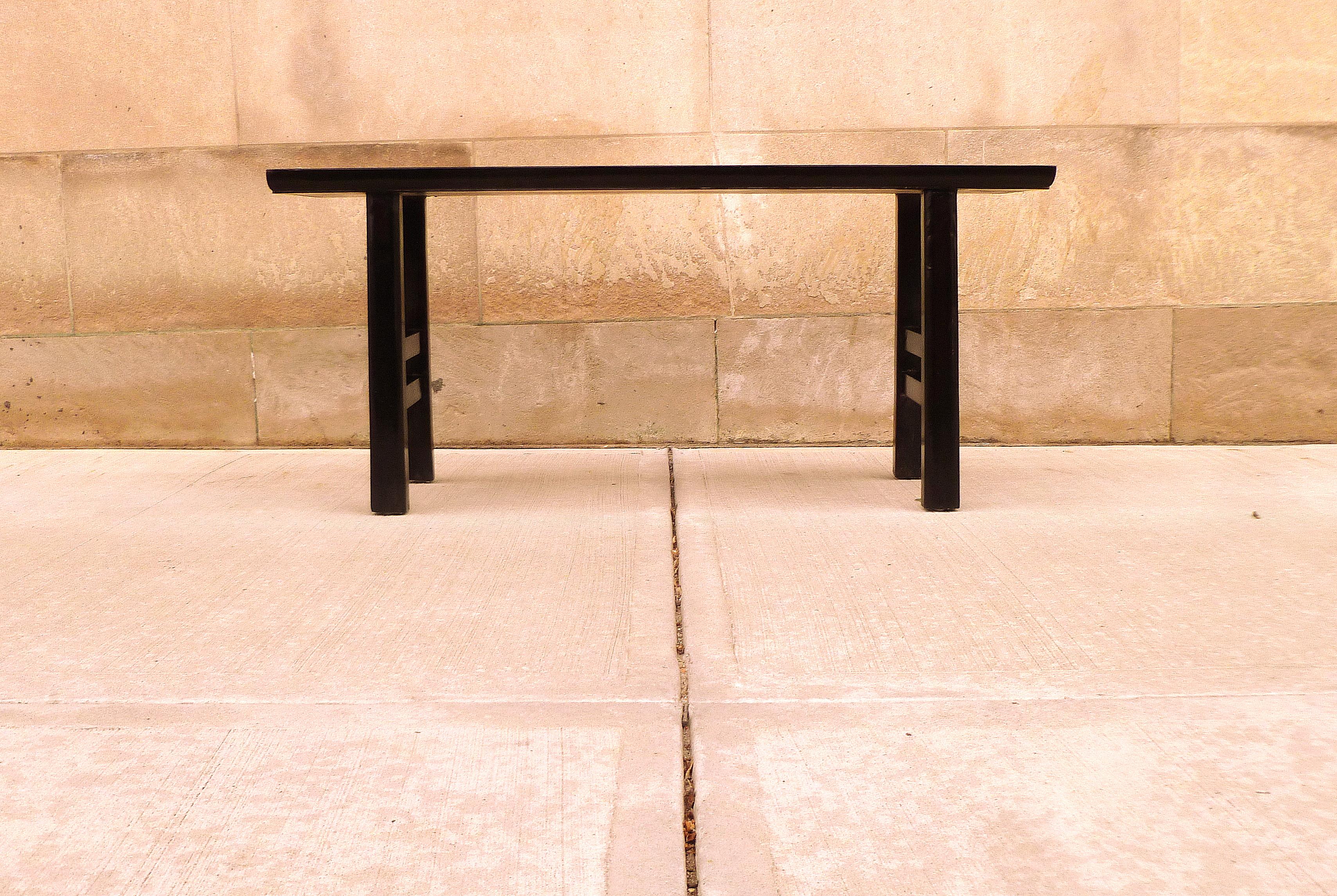 Fine black lacquer bench, simple black lacquer bench with straight legs, elegant color and lines. 
We carry fine quality furniture with elegant finished and has been appeared many times in 