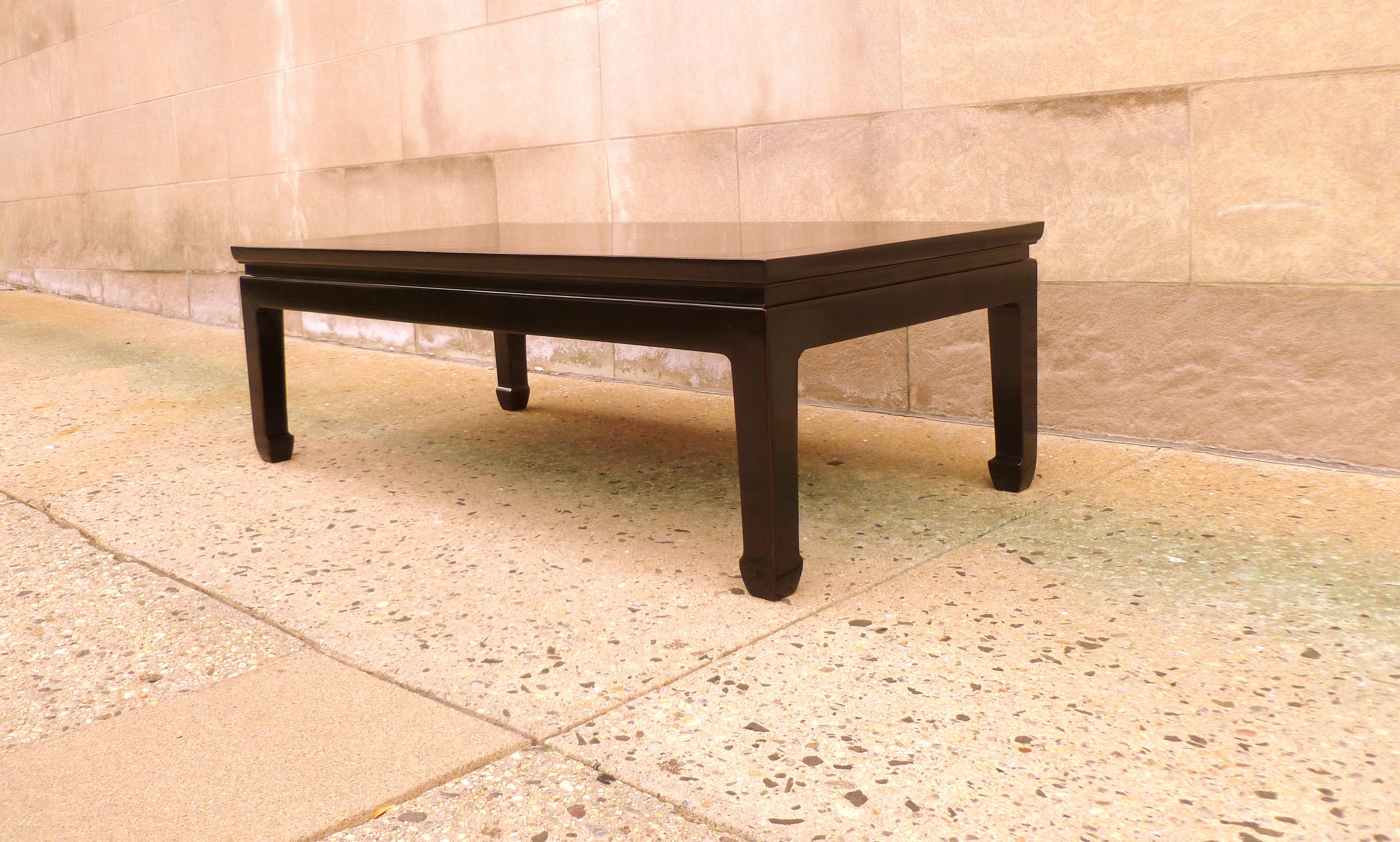Polished Fine Black Lacquer Coffee Table For Sale