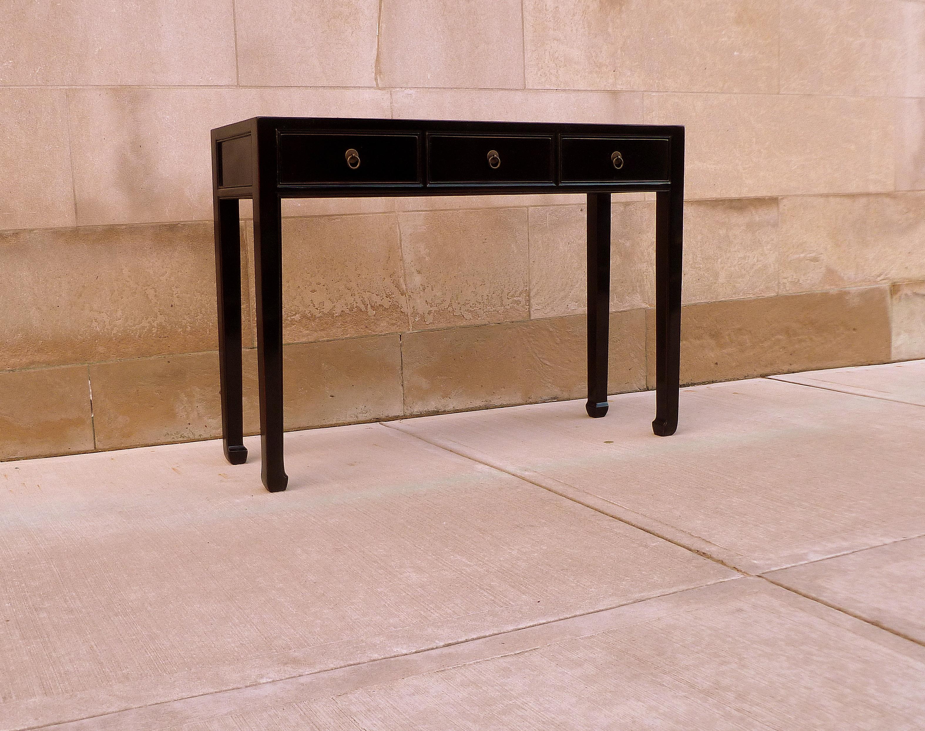 Fine Black Lacquer Console Table For Sale 3